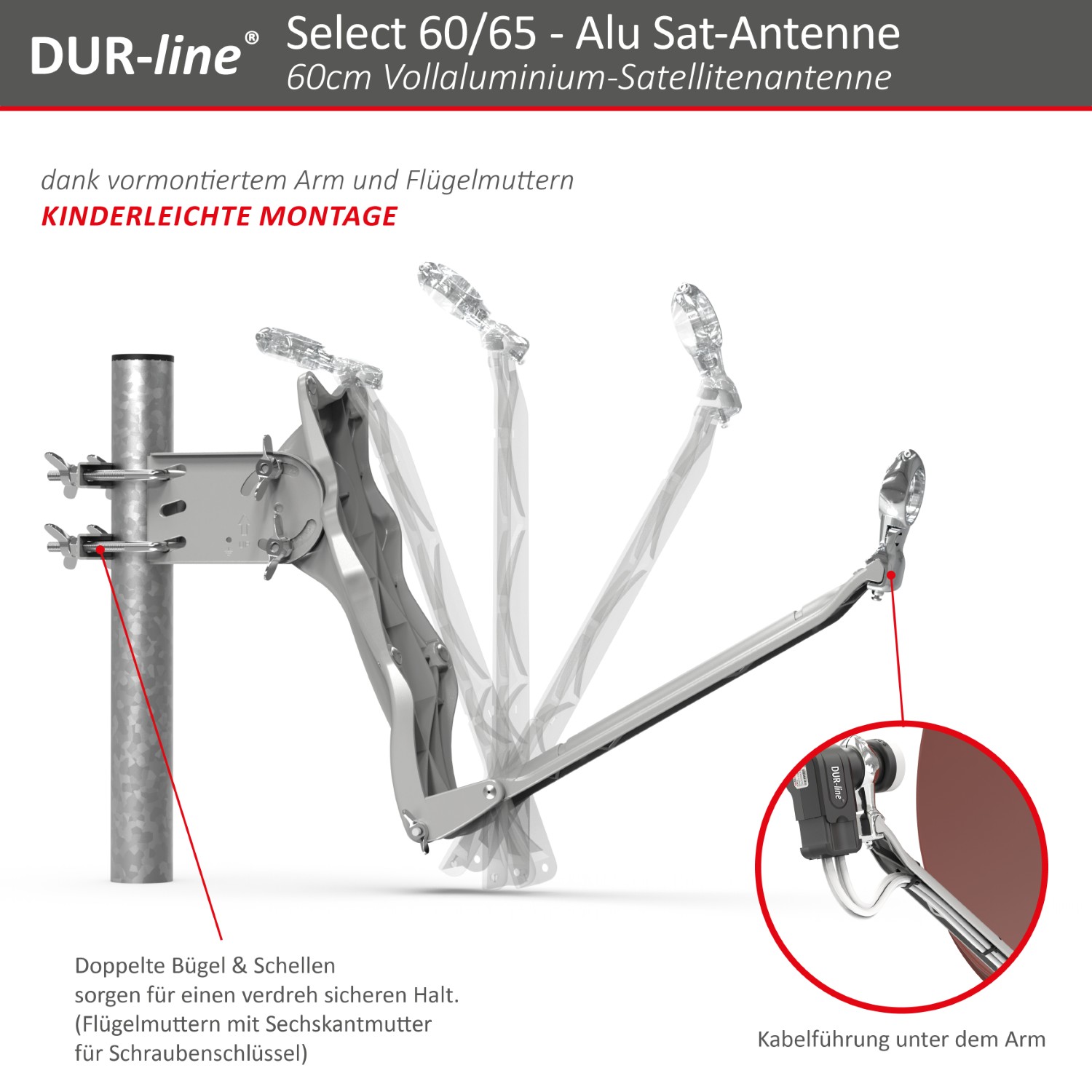 DUR-line Select 60/65 Rot - Alu Sat-Reflektor DUR-line Select 60/65 Rot - Alu Sat-Reflektor
