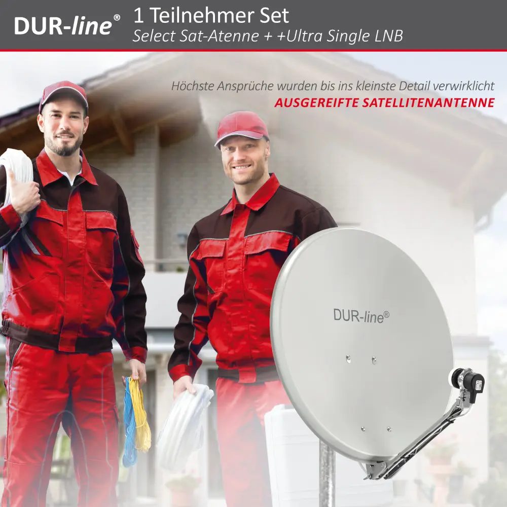 DUR-line Select 60/65 Hellgrau - Sat-Komplettanlage mit Single LNB