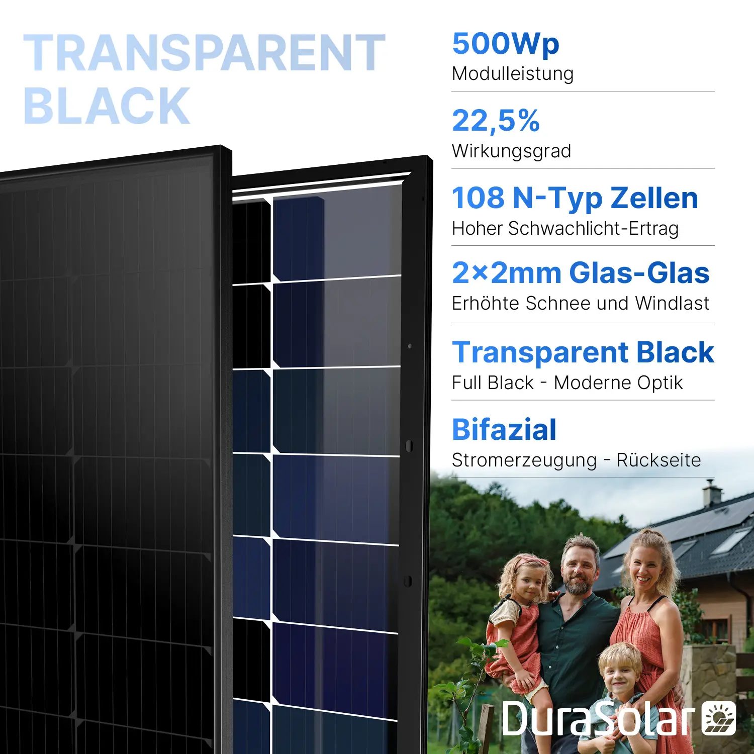 Jolywood 500W Full Black PV-Modul – (Bifazial | Glas-Glas | 108 Zellen) – JW-HD108N-R2 – Solar Panel Jolywood JW-HD108N-R2-500W-FB - PV Modul