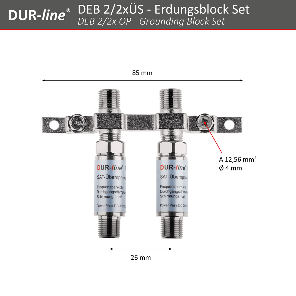 DUR-line DEB 2/2xÜS - Erdungsblock Set – Abmessungen