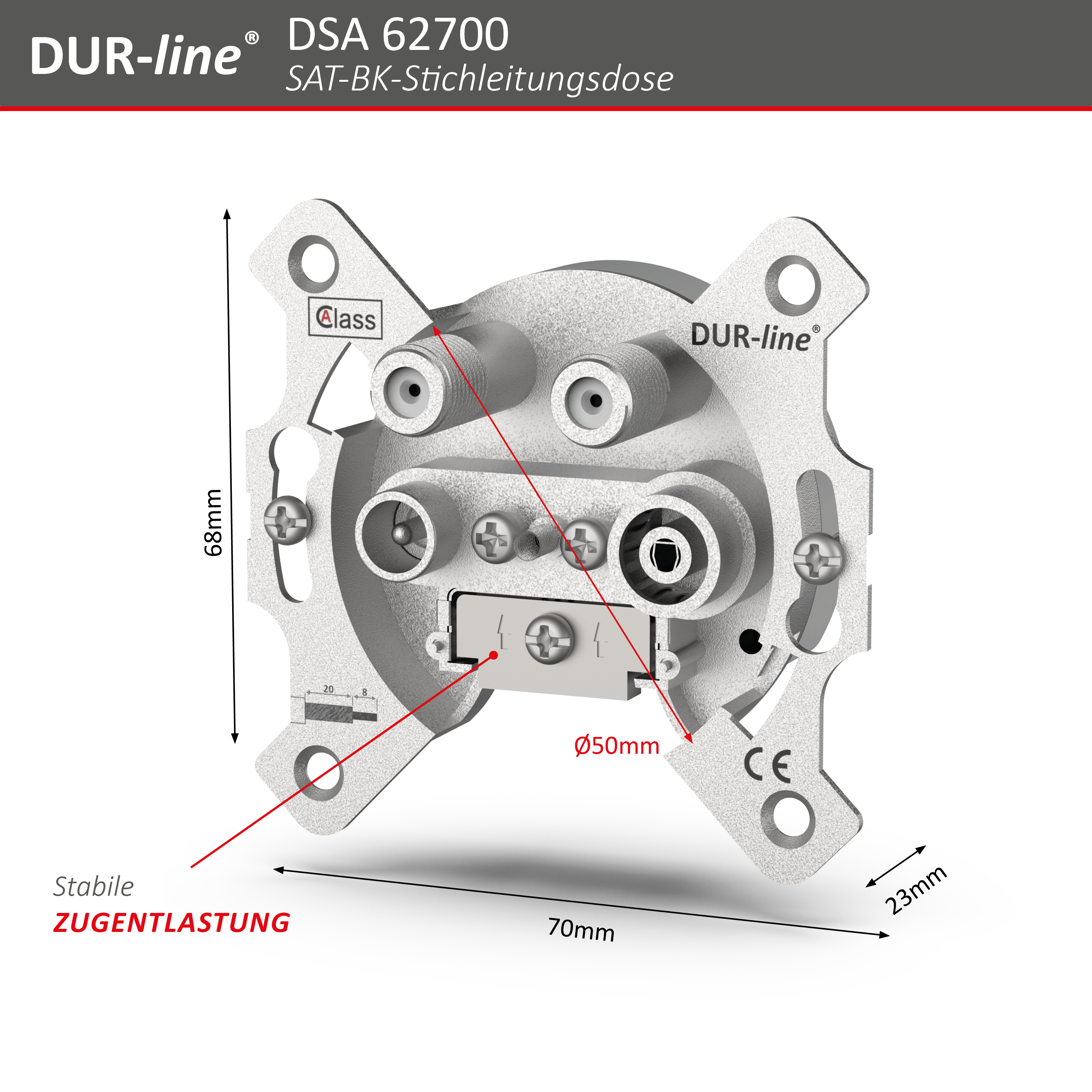 DUR-line DSA 62700 - Sat-Stichleitungsdose – Abmessungen