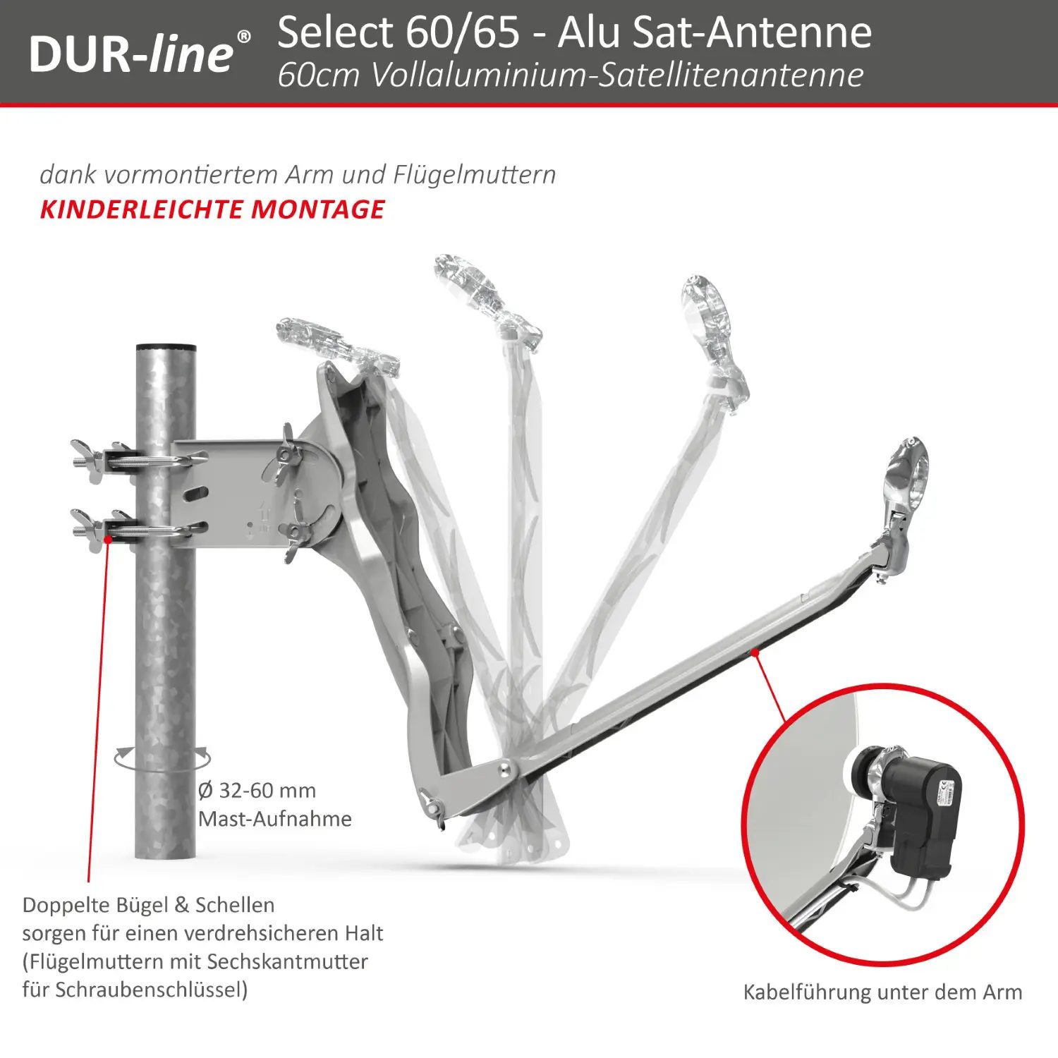 DUR-line Select 60/65 Hellgrau - Alu Sat-Reflektor DUR-line Select 60/65 Hellgrau - Alu Sat-Reflektor