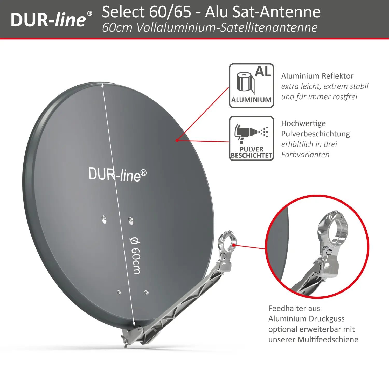 DUR-line Select 60/65 Anthrazit - Alu Sat-Reflektor