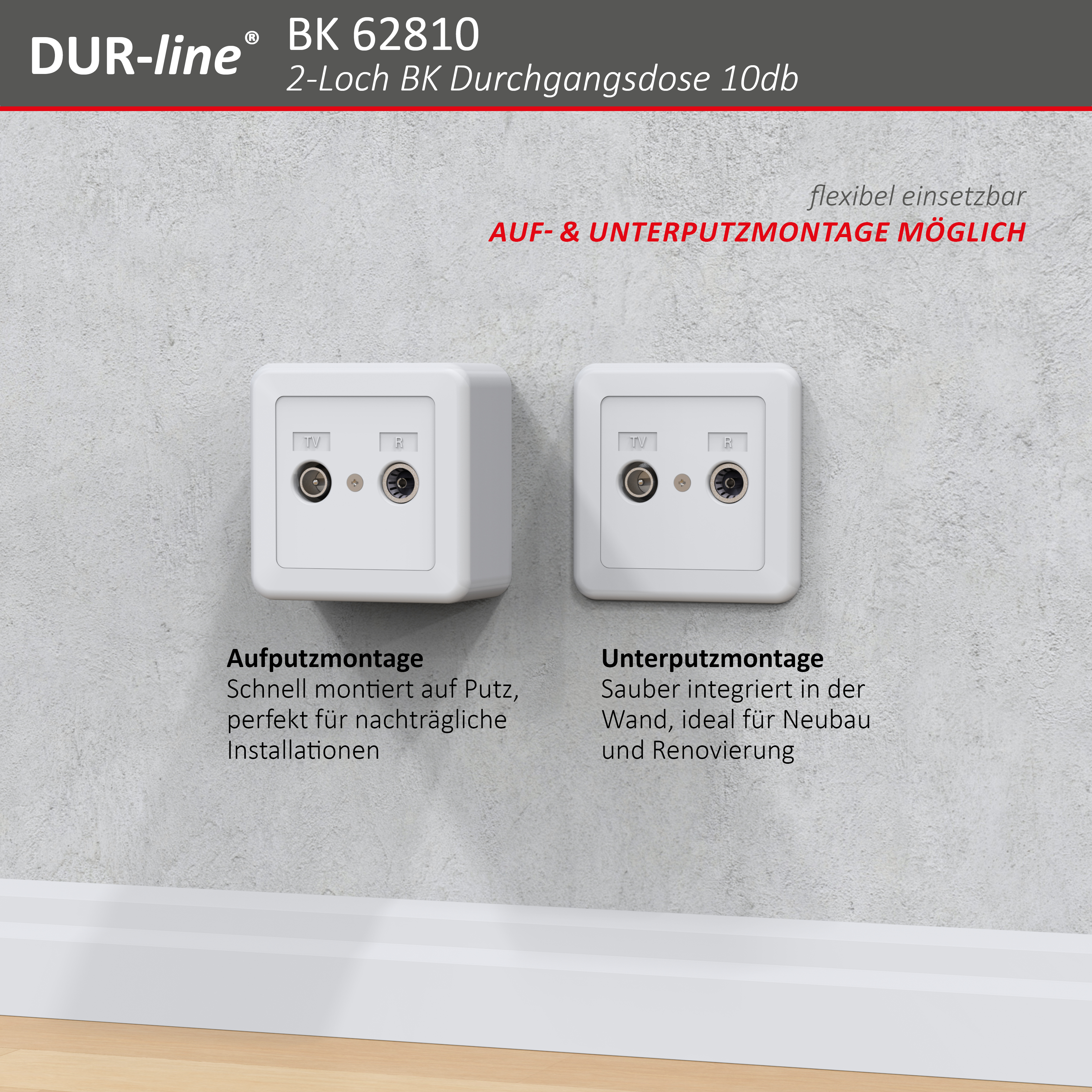 DUR-line DBK 08dB - BK-Durchgangsdose – Abmessungen
