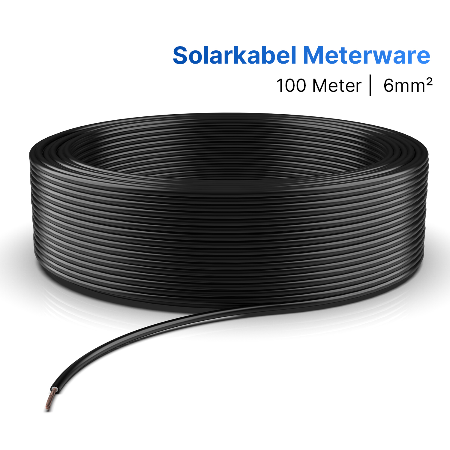 Solarkabel MC4 | 6mm² | Schwarz | 100m Spule Kabelquerschnitt: 6mm²