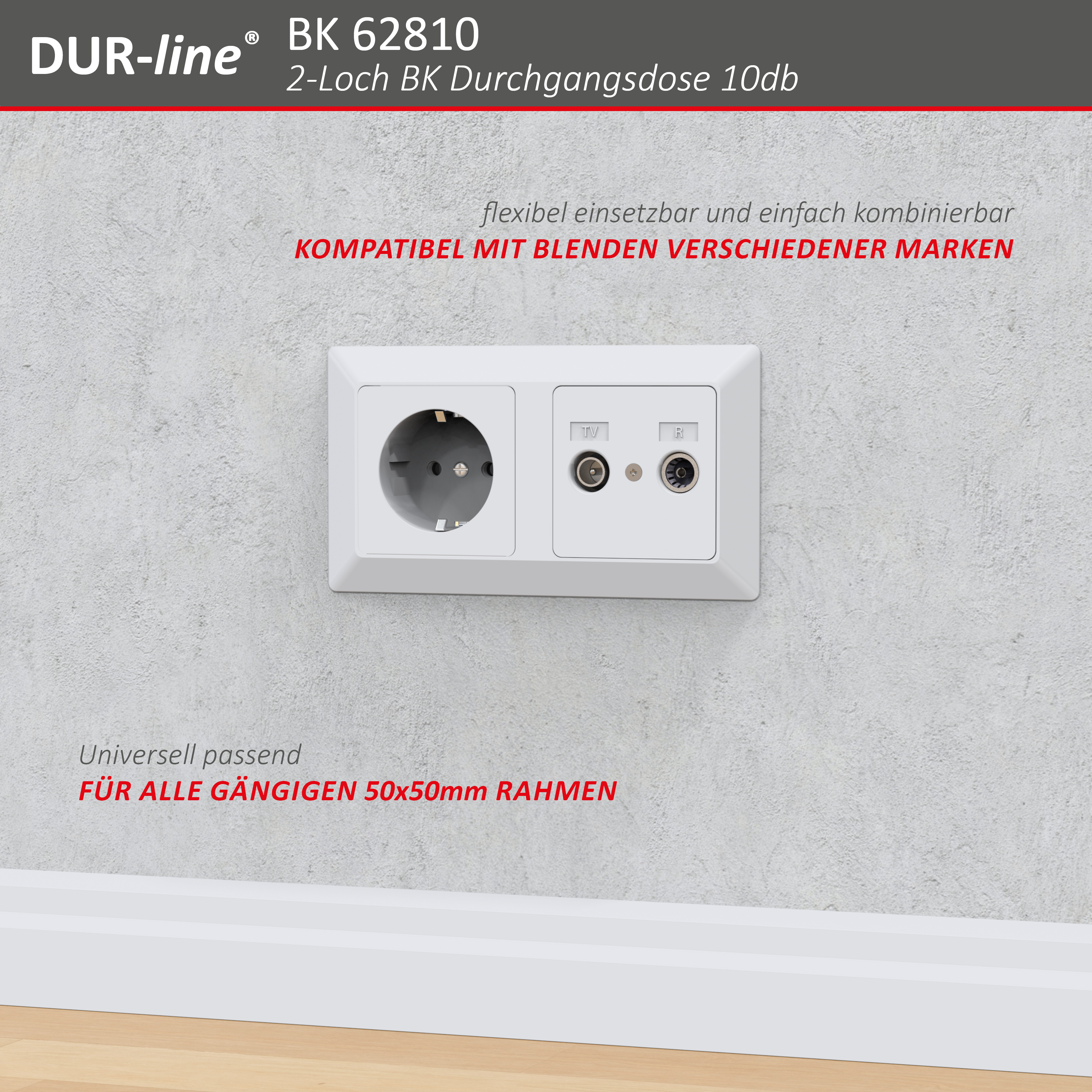 DUR-line DBK 08dB - BK-Durchgangsdose – Abmessungen