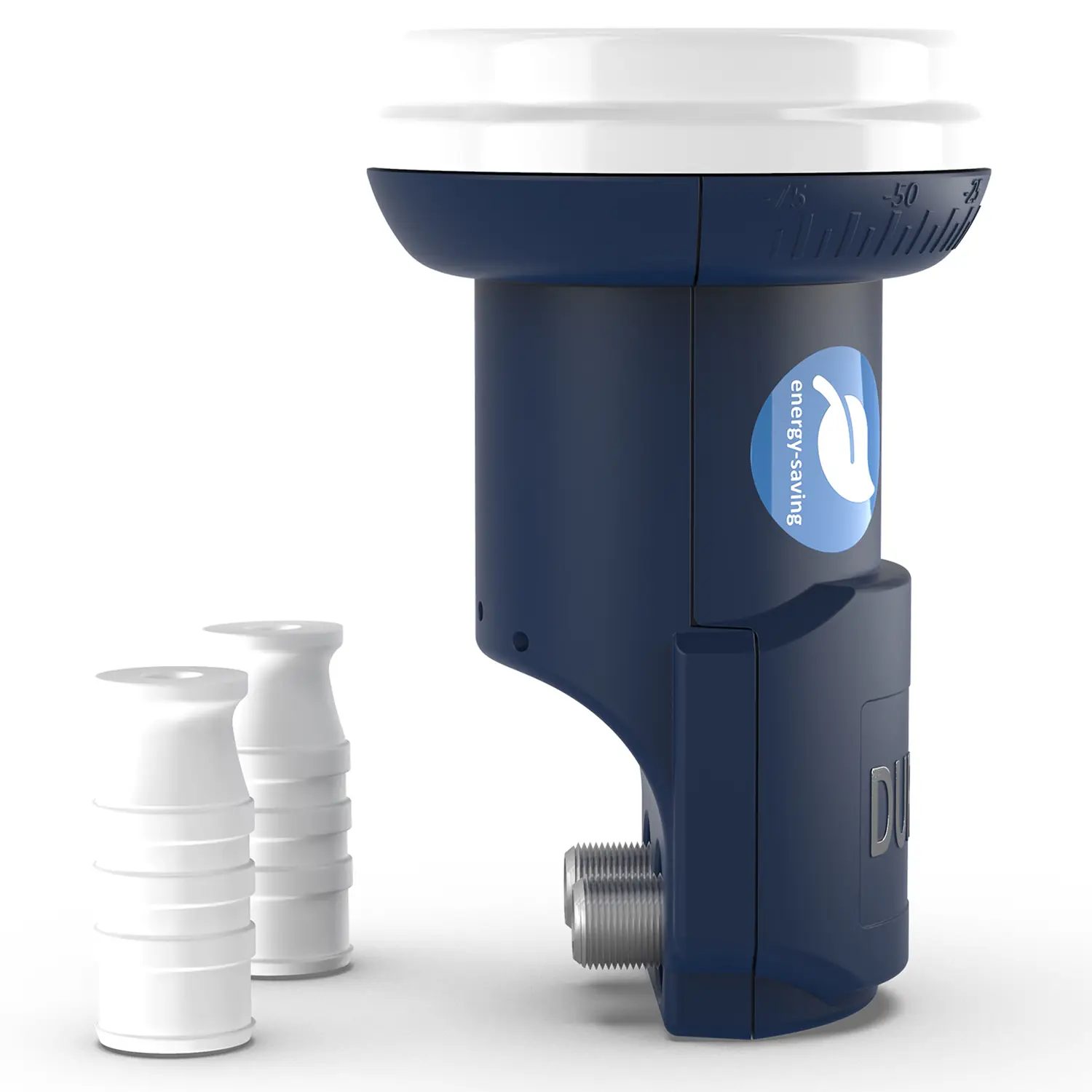 DUR-line Blue ECO Twin LNB – stehend mit Schatten DUR-line Blue ECO Twin