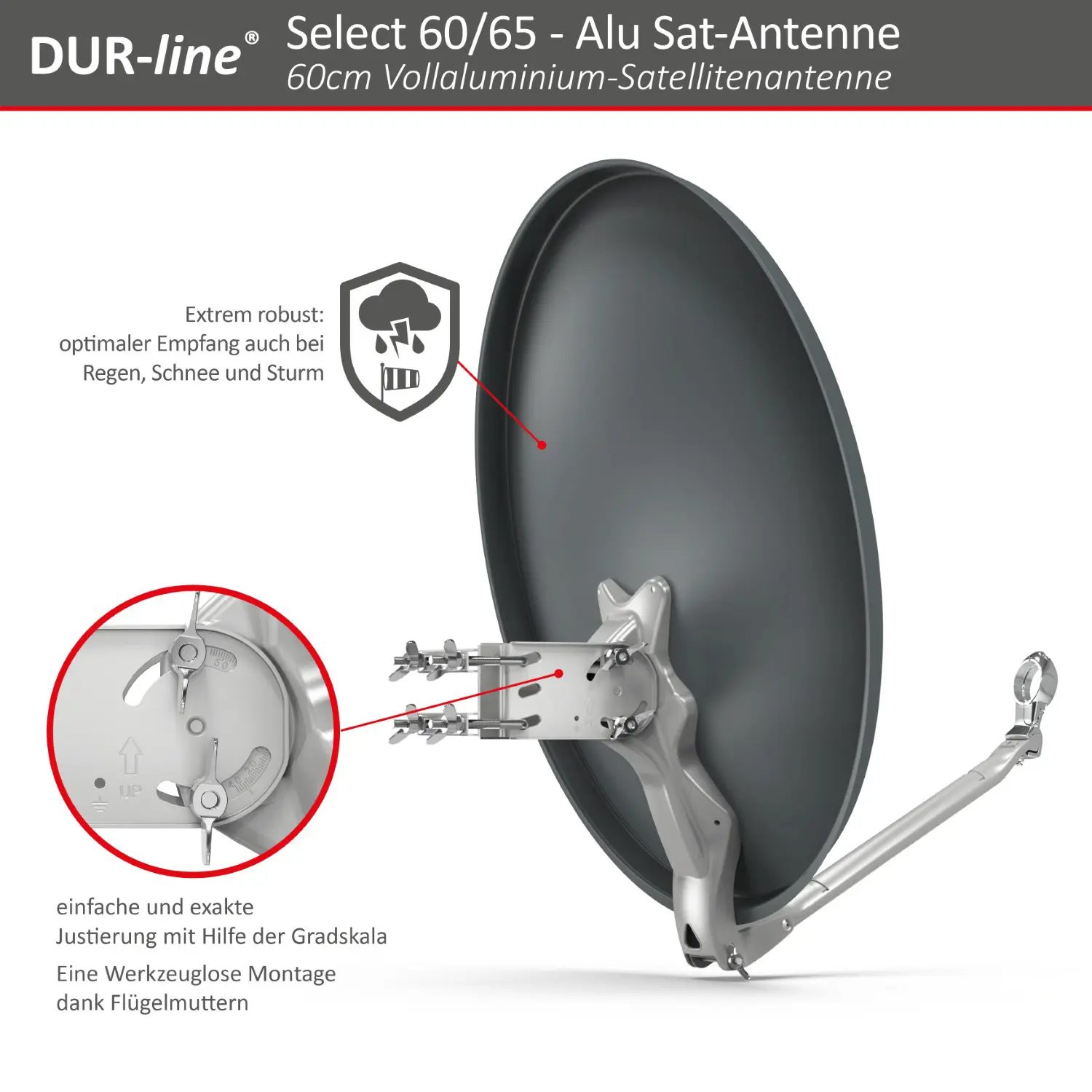 DUR-line Select 60/65 Anthrazit - Alu Sat-Reflektor