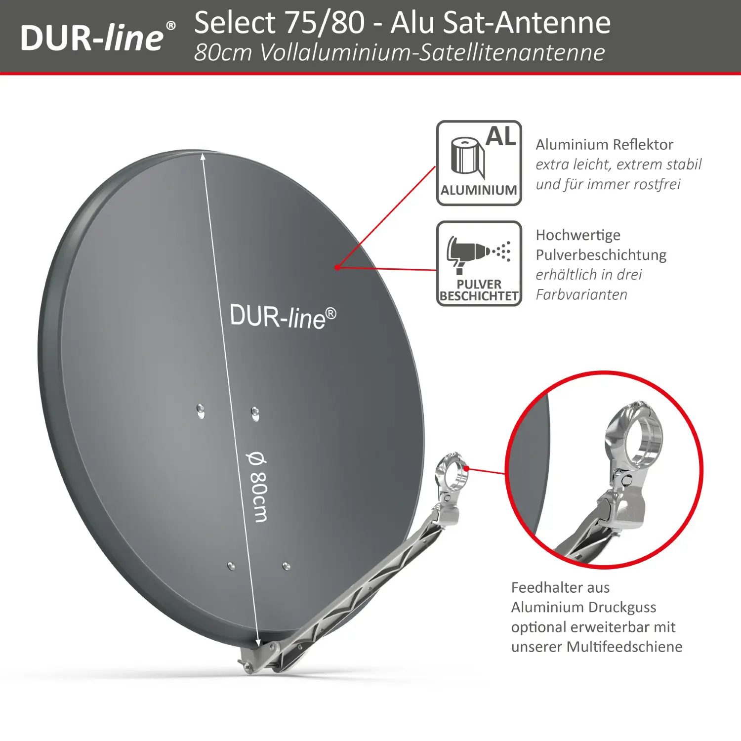 DUR-line Select 75/80 Anthrazit - Alu Sat-Reflektor DUR-line Select 75/80 Anthrazit - Alu Sat-Reflektor