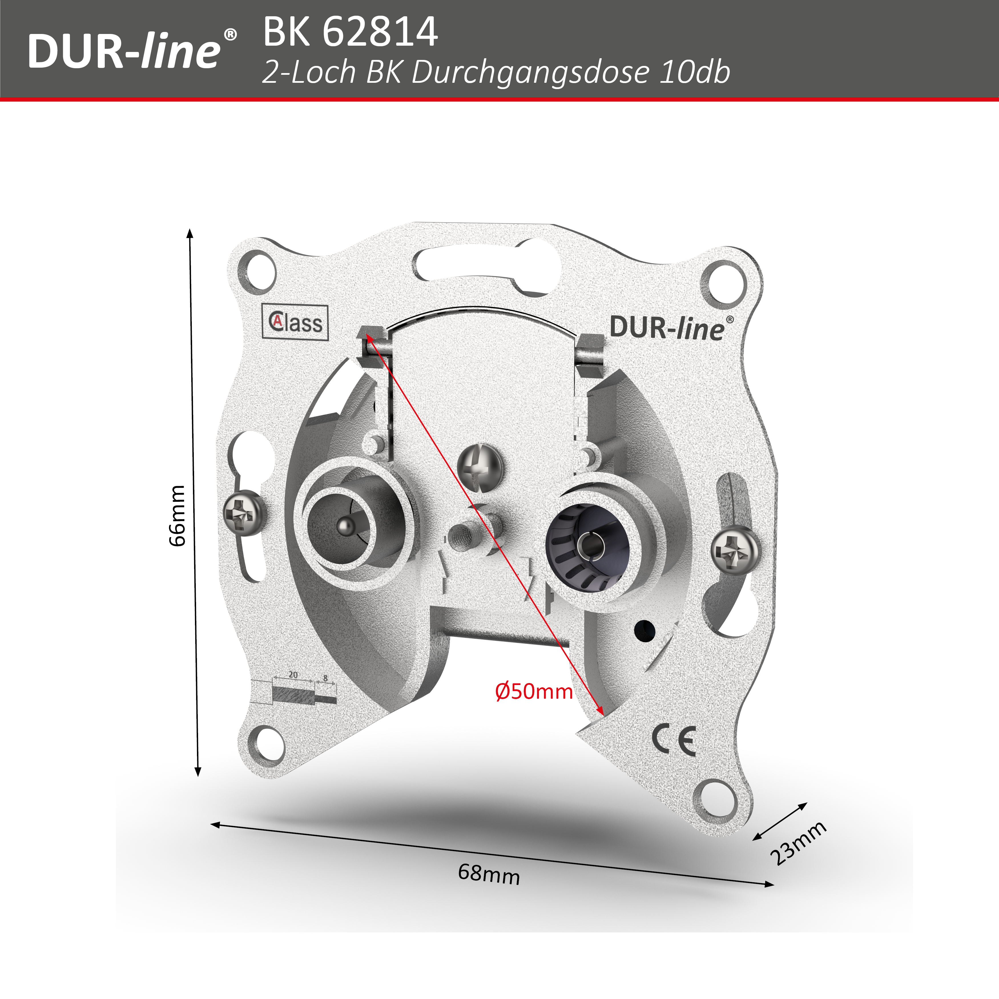 DUR-line DBK 08dB - BK-Durchgangsdose – Abmessungen DUR-line DBK 08dB - BK-Durchgangsdose – Abmessungen
