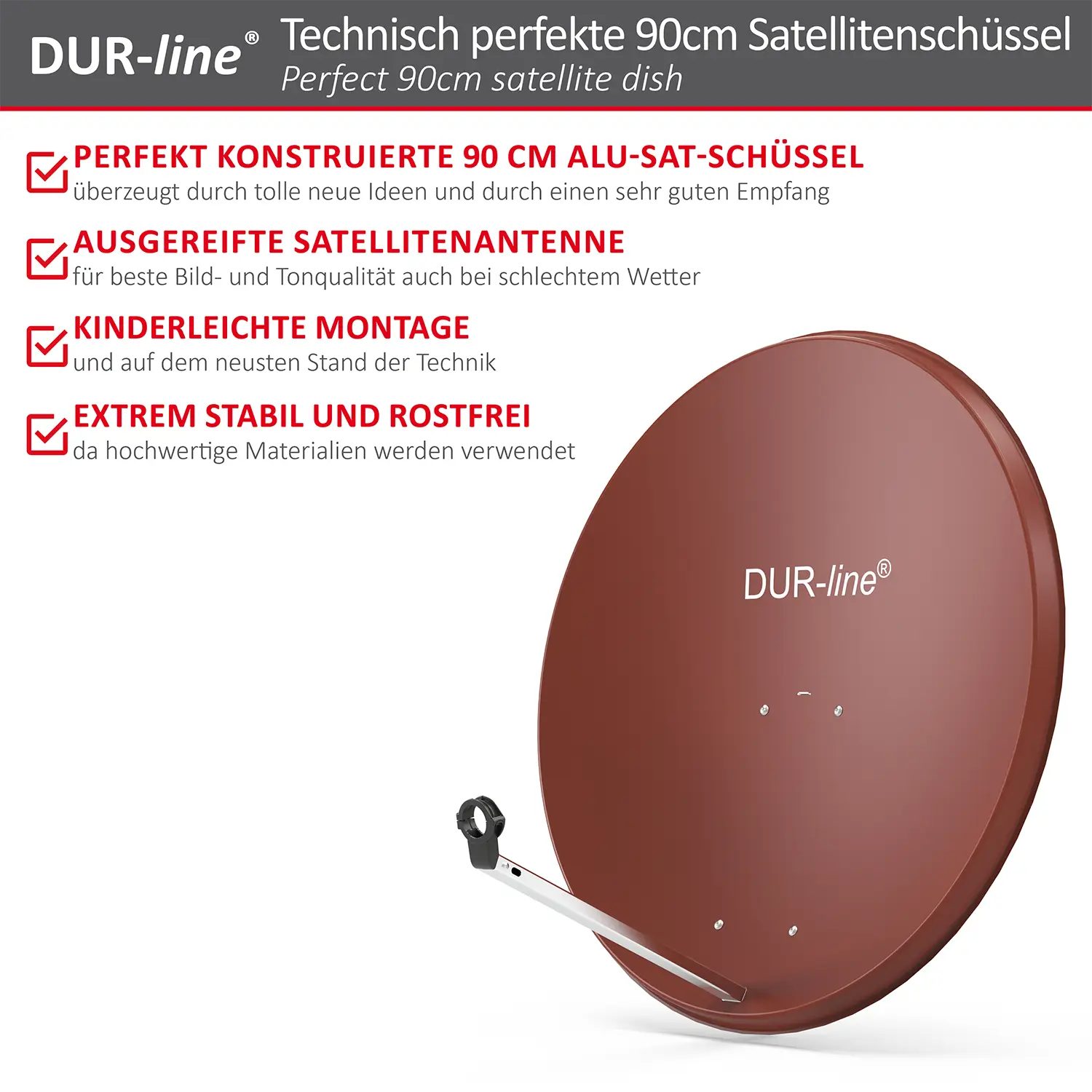 DUR-line MDA 90 Rot Alu Sat-Reflektor – Highlights und Ausstattung im Überblick DUR-line MDA 90 Rot - Alu Sat-Reflektor