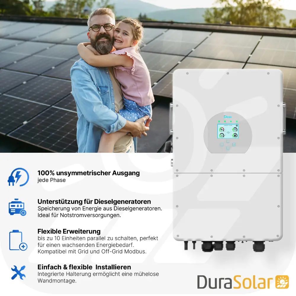 Deye SUN-20K-SG01HP3-EU-AM2 - Dreiphasig - 2/2+2 MPPT - Hybrid-Wechselrichter - Hochspannungsserie