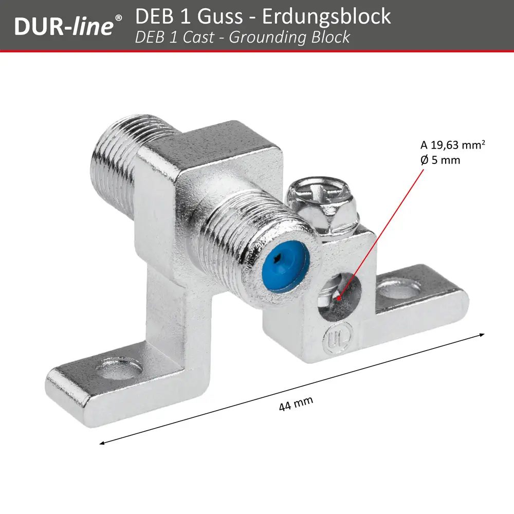 DUR-line DEB 1 Guss Erdungsblock – Abmessungen und technische Zeichnung DUR-line DEB 1 Guss - Erdungsblock