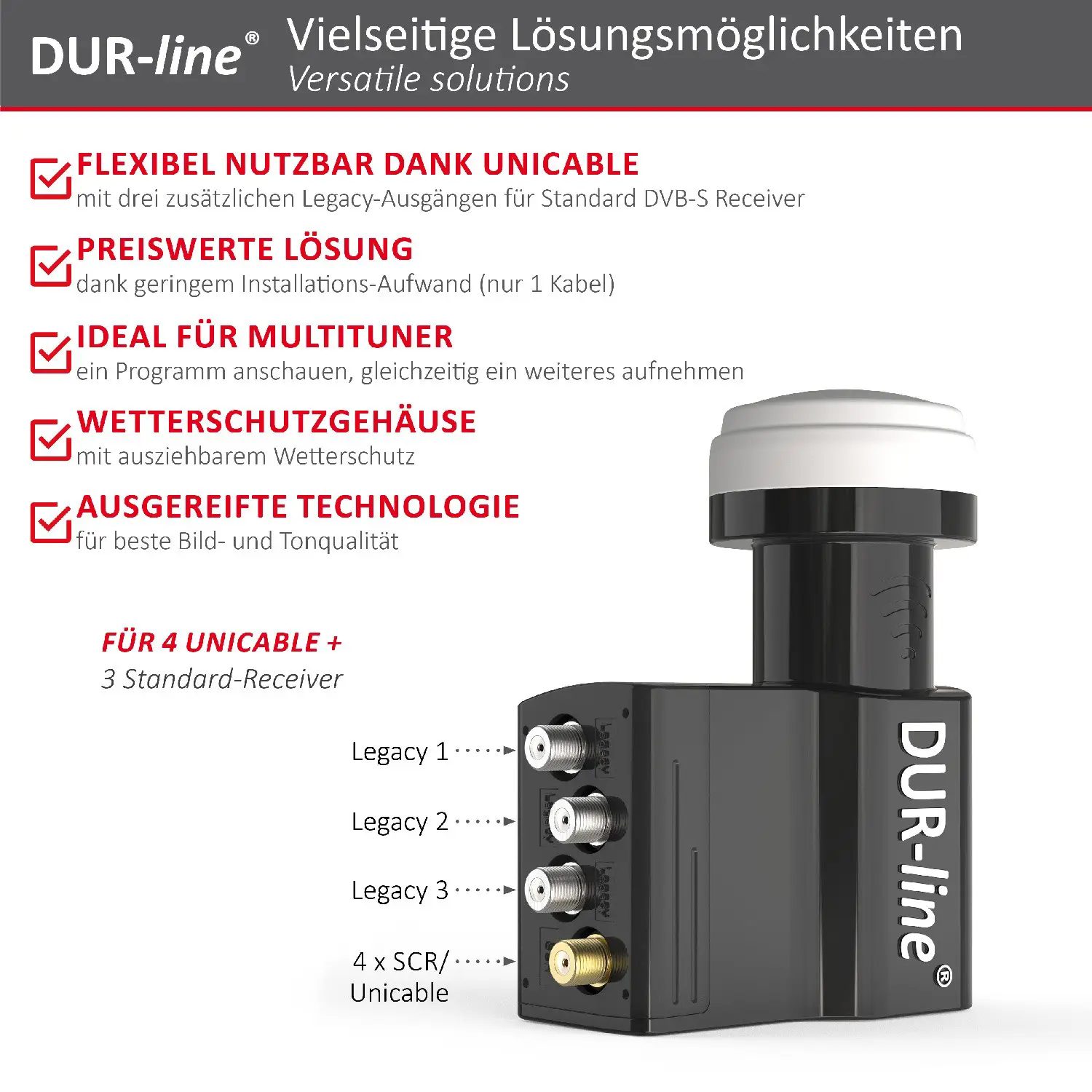 DUR-line UK 104 Unicable LNB – Highlights und Ausstattung im Überblick DUR-line UK 104 - Unicable LNB