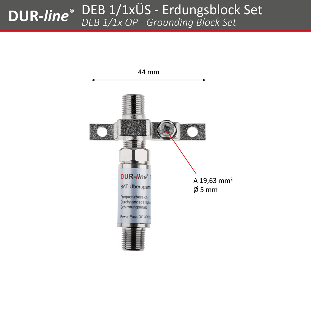 DUR-line DEB 1/1xÜS - Erdungsblock Set – Abmessungen
