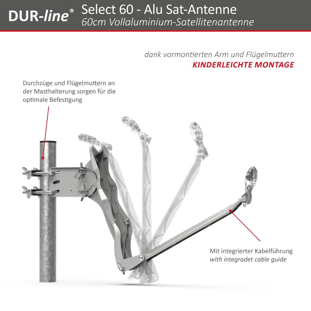 DUR-line Select 60/65 Hellgrau - Sat-Komplettanlage mit Single LNB DUR-line Select 60/65 Hellgrau - Sat-Komplettanlage mit Single LNB