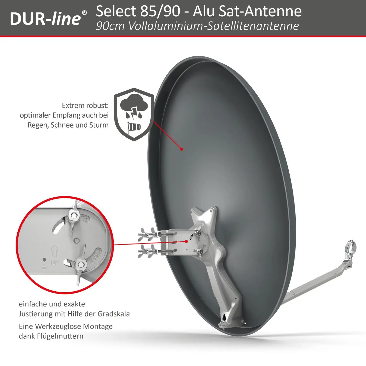 DUR-line Select 85/90 Anthrazit - Alu Sat-Reflektor