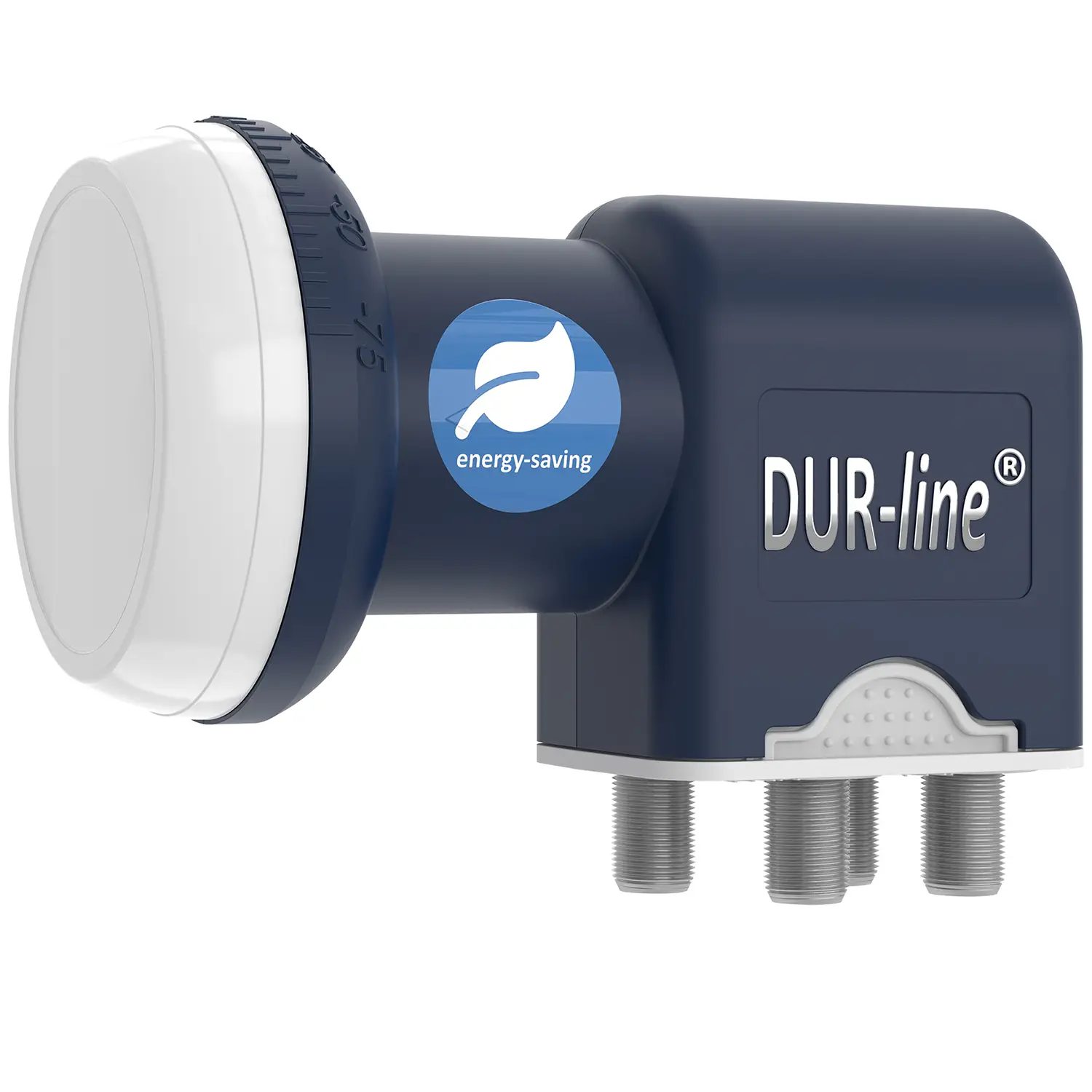 DUR-line Blue ECO Quad LNB – Seitenansicht perspektivisch DUR-line Blue ECO Quad