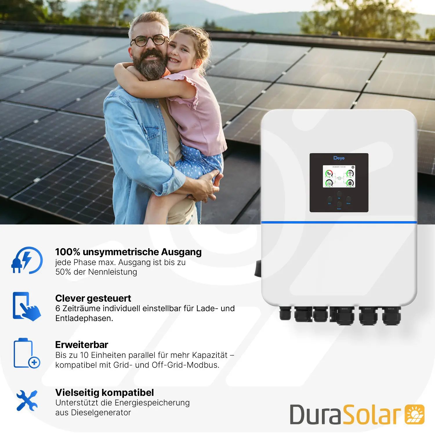 Deye 10kW - Hybrid-Wechselrichter - SUN-SG01HP3-EU-DM2 - Dreiphasig - 2/1+1MPPT - Hochspannungsserie Deye 10kW - Hybrid-Wechselrichter - SUN-SG01HP3-EU-DM2 - Dreiphasig - 2/1+1MPPT - Hochspannungsserie