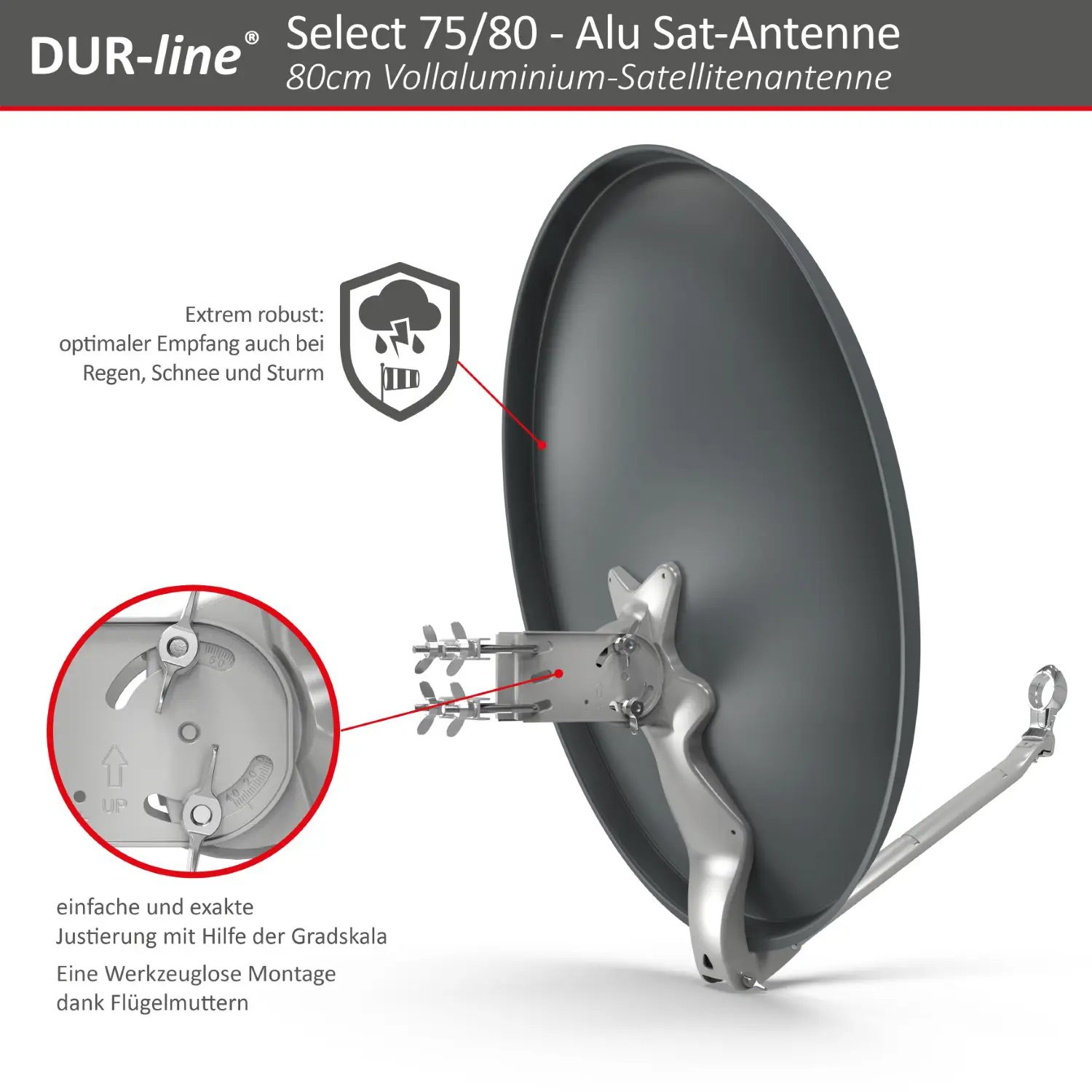 DUR-line Select 75/80 Anthrazit - Alu Sat-Reflektor DUR-line Select 75/80 Anthrazit - Alu Sat-Reflektor