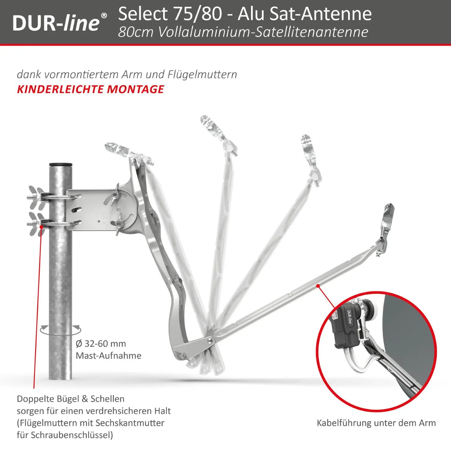 DUR-line Select 75/80 Anthrazit - Alu Sat-Reflektor