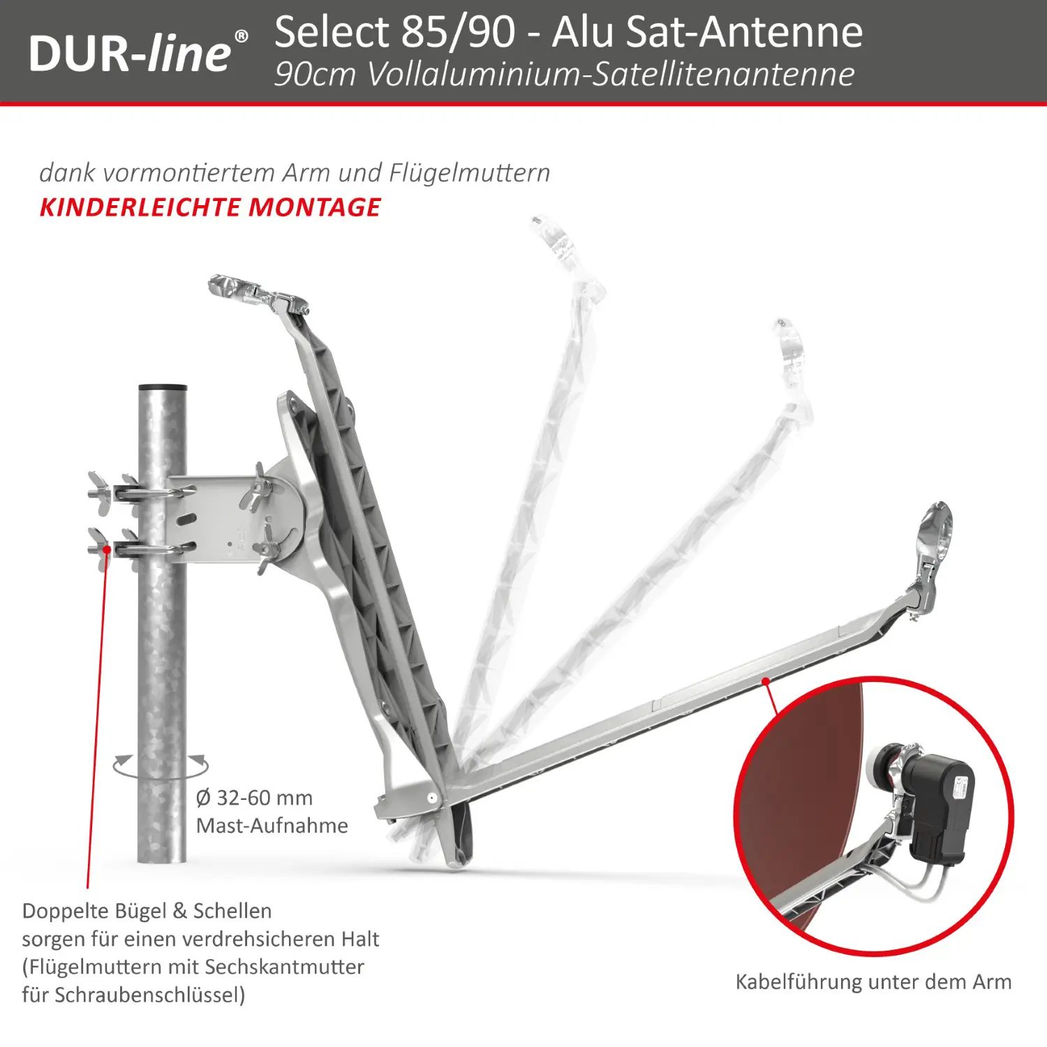 DUR-line Select 85/90 Rot - Alu Sat-Reflektor DUR-line Select 85/90 Rot - Alu Sat-Reflektor