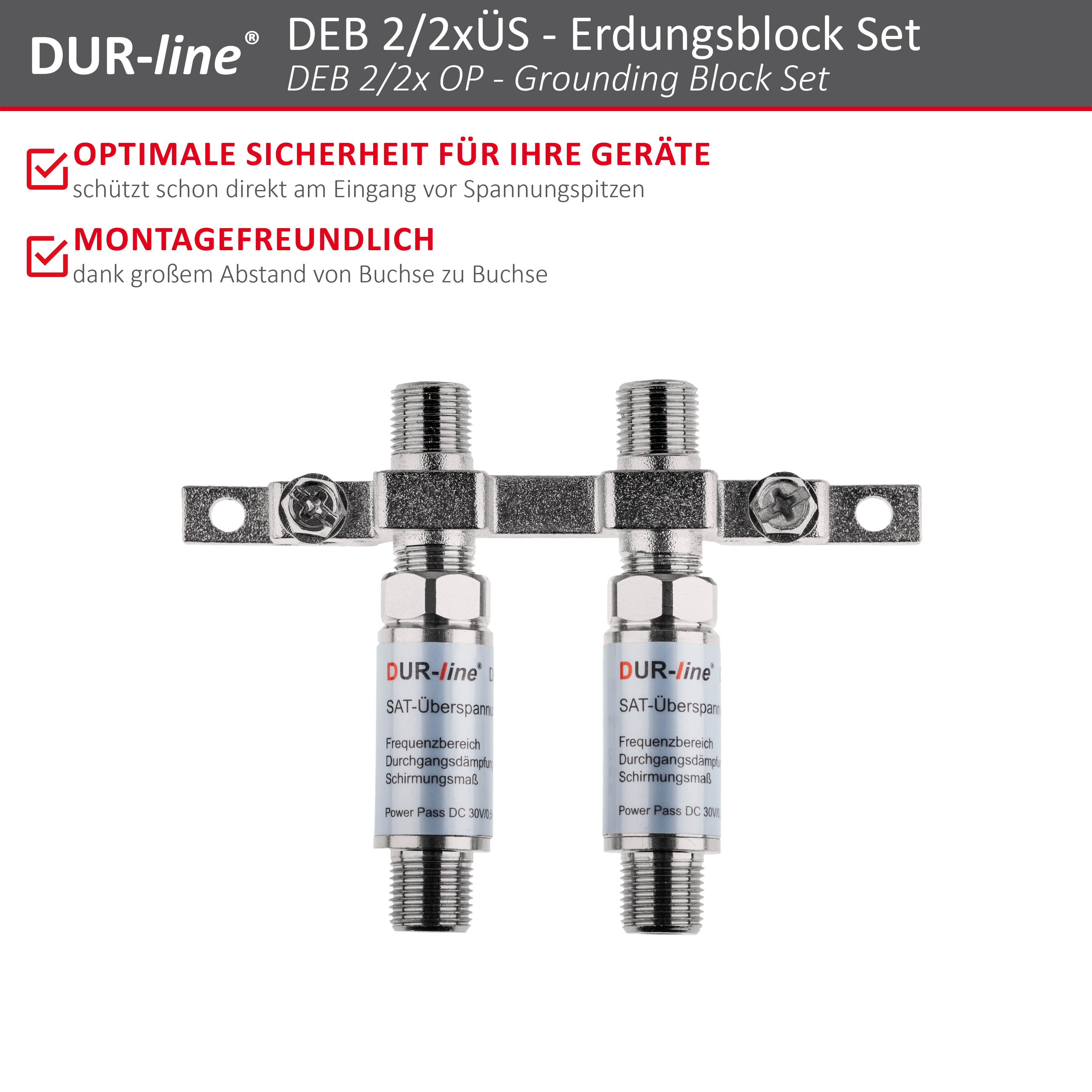 DUR-line DEB 2/2xÜS - Erdungsblock Set – Produktmerkmale im Überblick DUR-line DEB 2/2xÜS - Erdungsblock Set – Produktmerkmale im Überblick