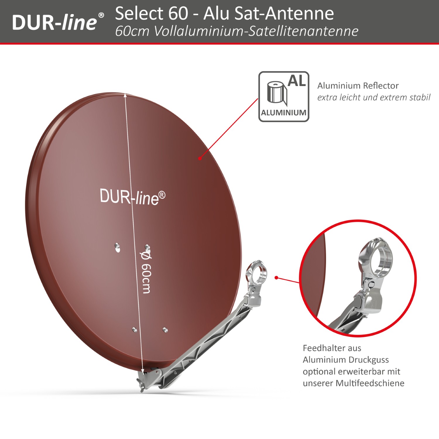 DUR-line Select 60/65 Rot - Alu Sat-Reflektor DUR-line Select 60/65 Rot - Alu Sat-Reflektor