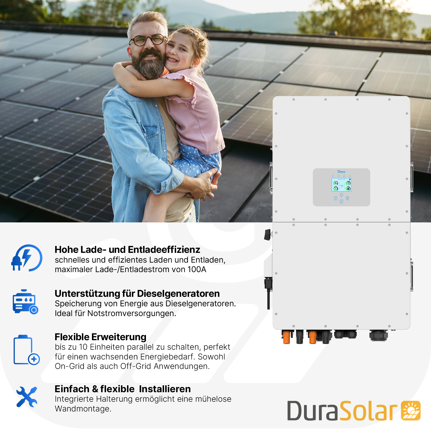 Deye SUN-50K-SG01HP3-EU-BM4 - Dreiphasig - 4/2+2+2+2 MPPT - Hybrid-Wechselrichter - Hochspannungsserie Deye SUN-50K-SG01HP3-EU-BM4 - Dreiphasig - 4/2+2+2+2 MPPT - Hybrid-Wechselrichter - Hochspannungsserie