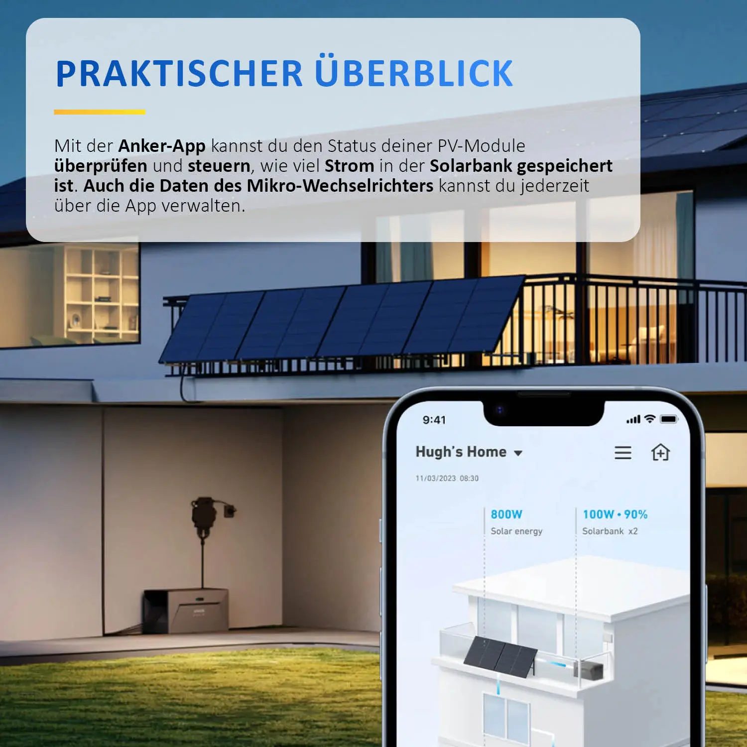 Anker SOLIX Solarbank E1600 Balkonkraftwerkspeicher/Solarstromspeicher 1600Wh Balkonkraftwerk mit Speicher und Anschlusskabel
