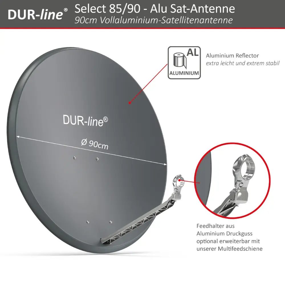 DUR-line Select 85/90 Anthrazit - Sat-Komplettanlage mit Twin LNB DUR-line Select 85/90 Anthrazit - Sat-Komplettanlage mit Twin LNB