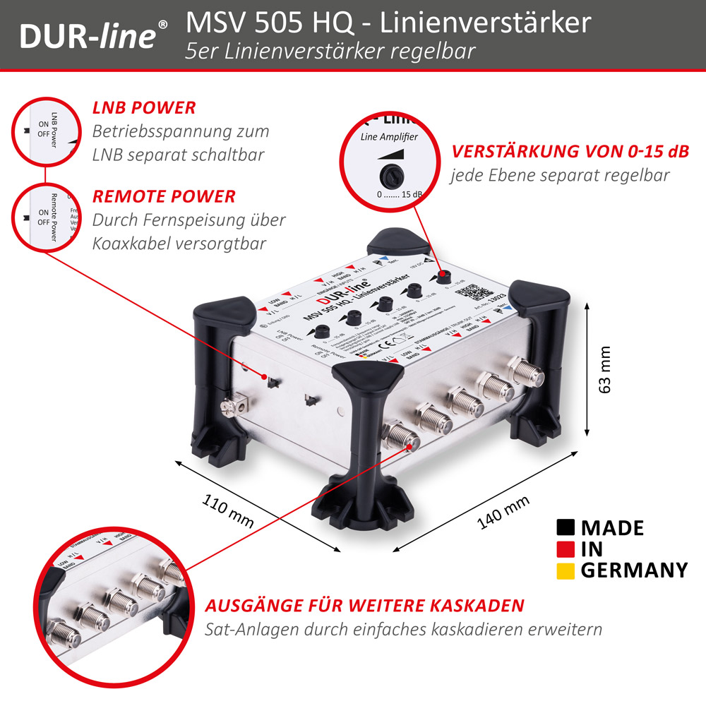 DUR-line MSV 505 HQ - Linienverstärker – Abmessungen