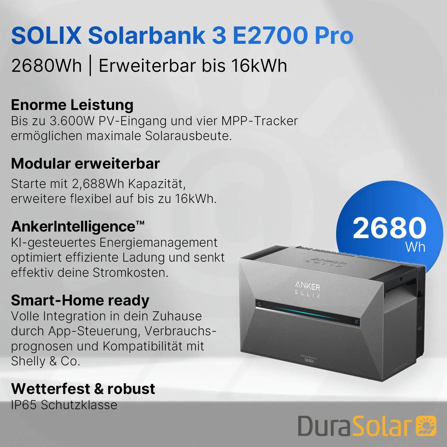 Anker SOLIX Solarbank 3 - E2700 Pro - Balkonkraftwerkspeicher 