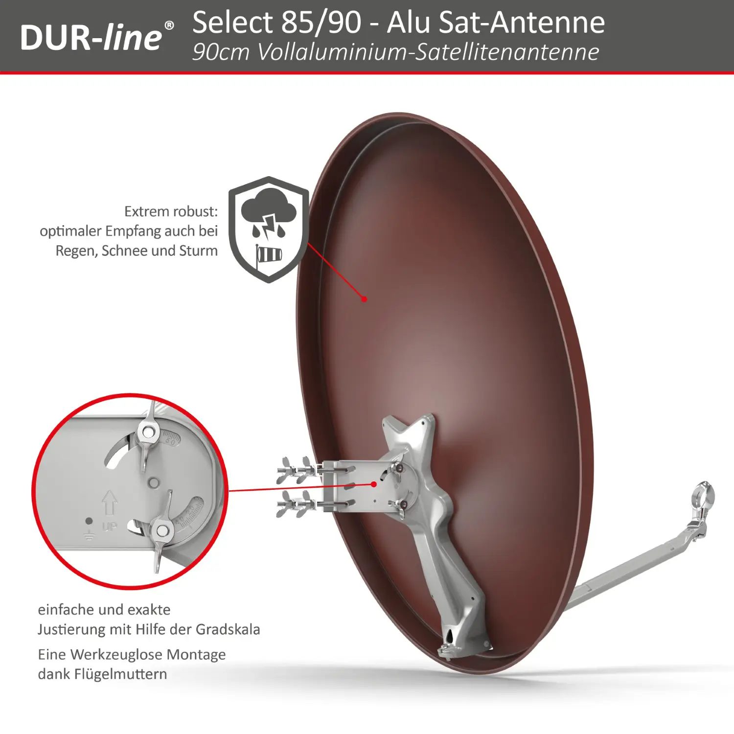 DUR-line Select 85/90 Rot - Alu Sat-Reflektor DUR-line Select 85/90 Rot - Alu Sat-Reflektor