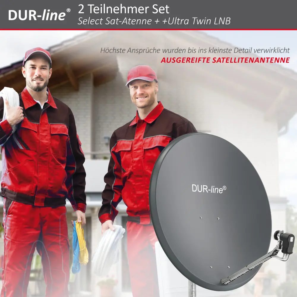 DUR-line Select 85/90 Anthrazit - Sat-Komplettanlage mit Twin LNB
