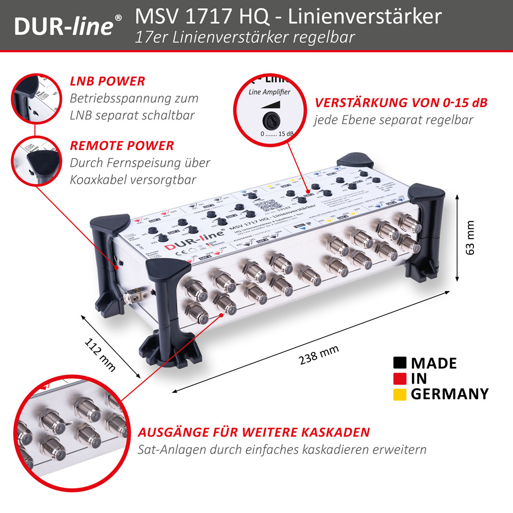 DUR-line MSV 1717 HQ - Linienverstärker – Abmessungen
