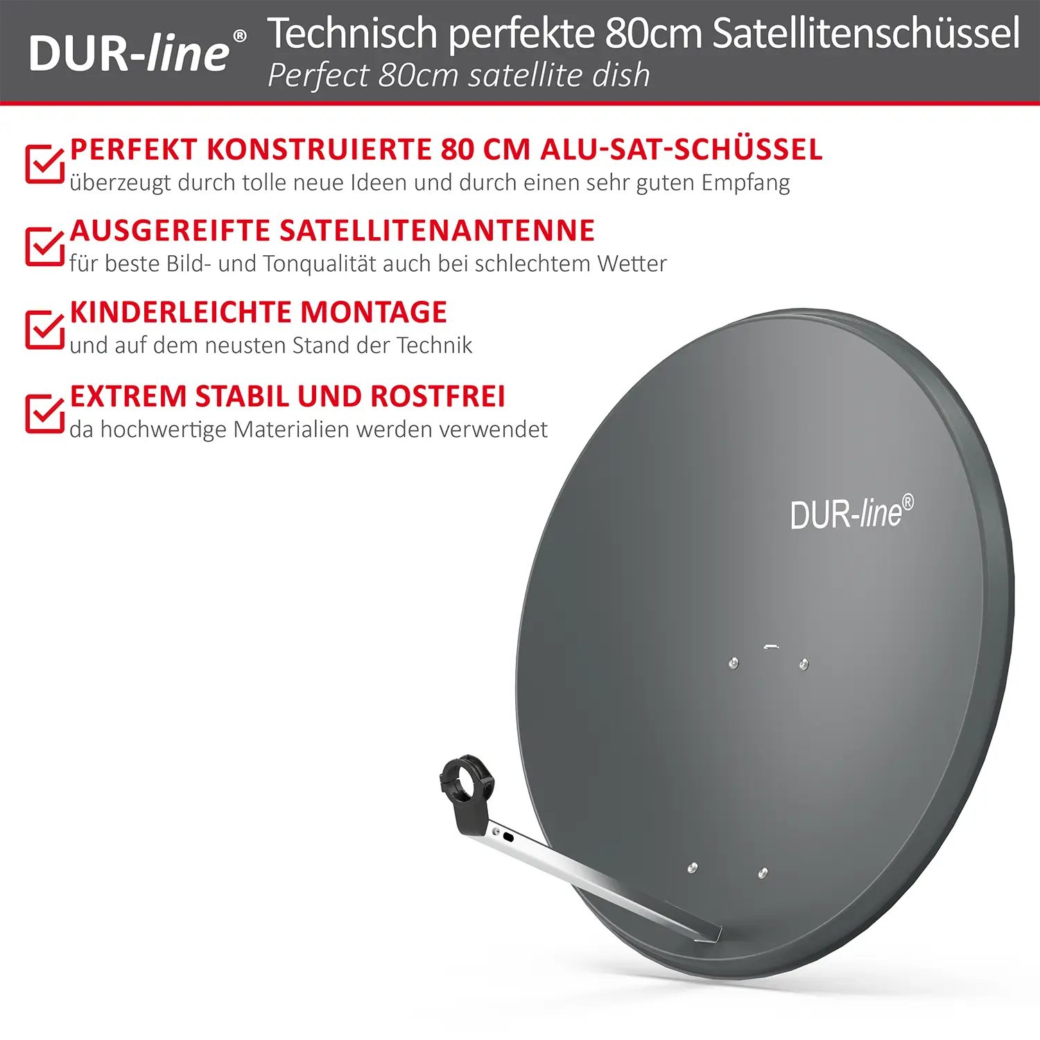 DUR-line MDA 80 Anthrazit - Alu Sat-Reflektor