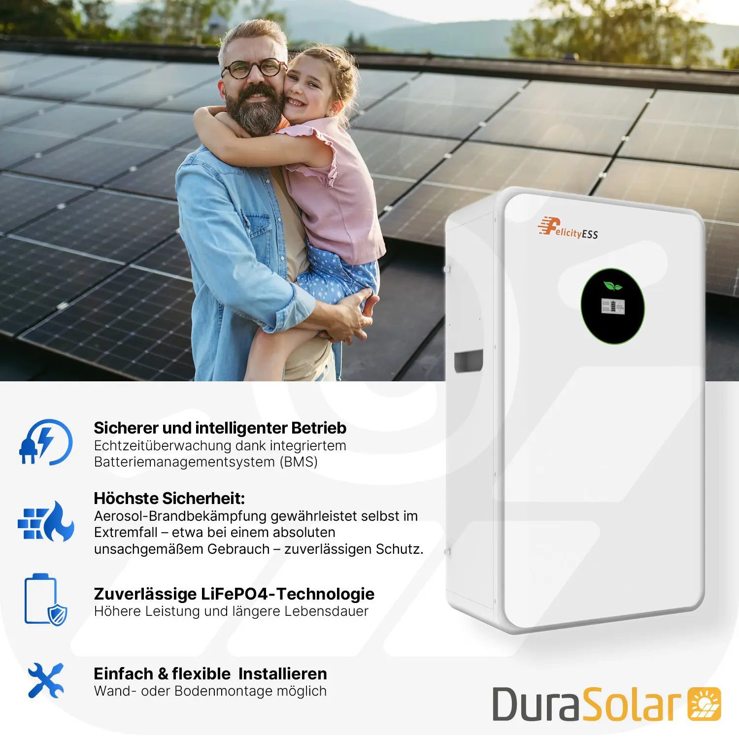Felicity 10,5kWh PV-Speicher - LUX-E-48200LG03 - Erweiterbare 48/51,2V LiFePO4 Batterie für Solaranlagen