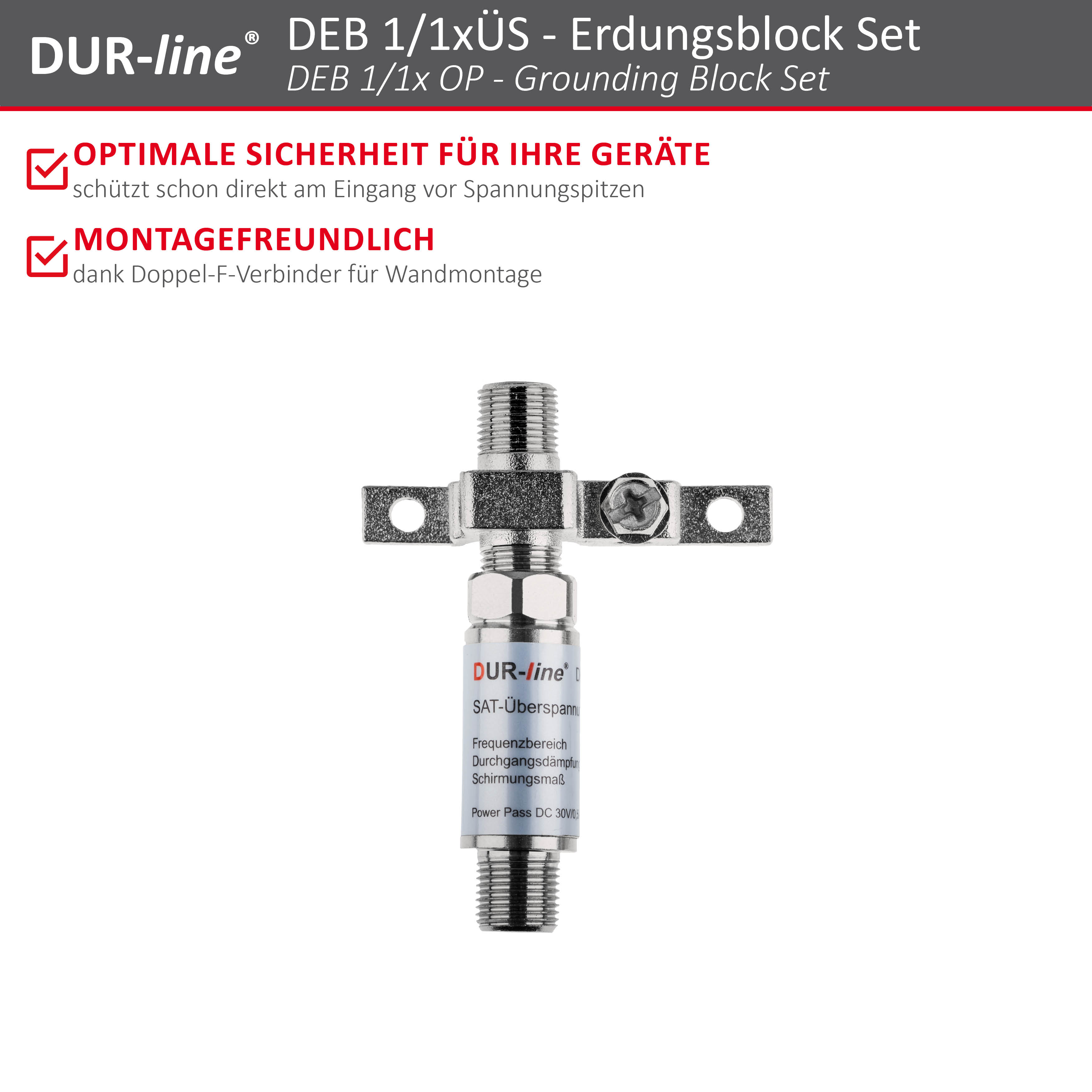 DUR-line DEB 1/1xÜS - Erdungsblock Set – Produktmerkmale im Überblick