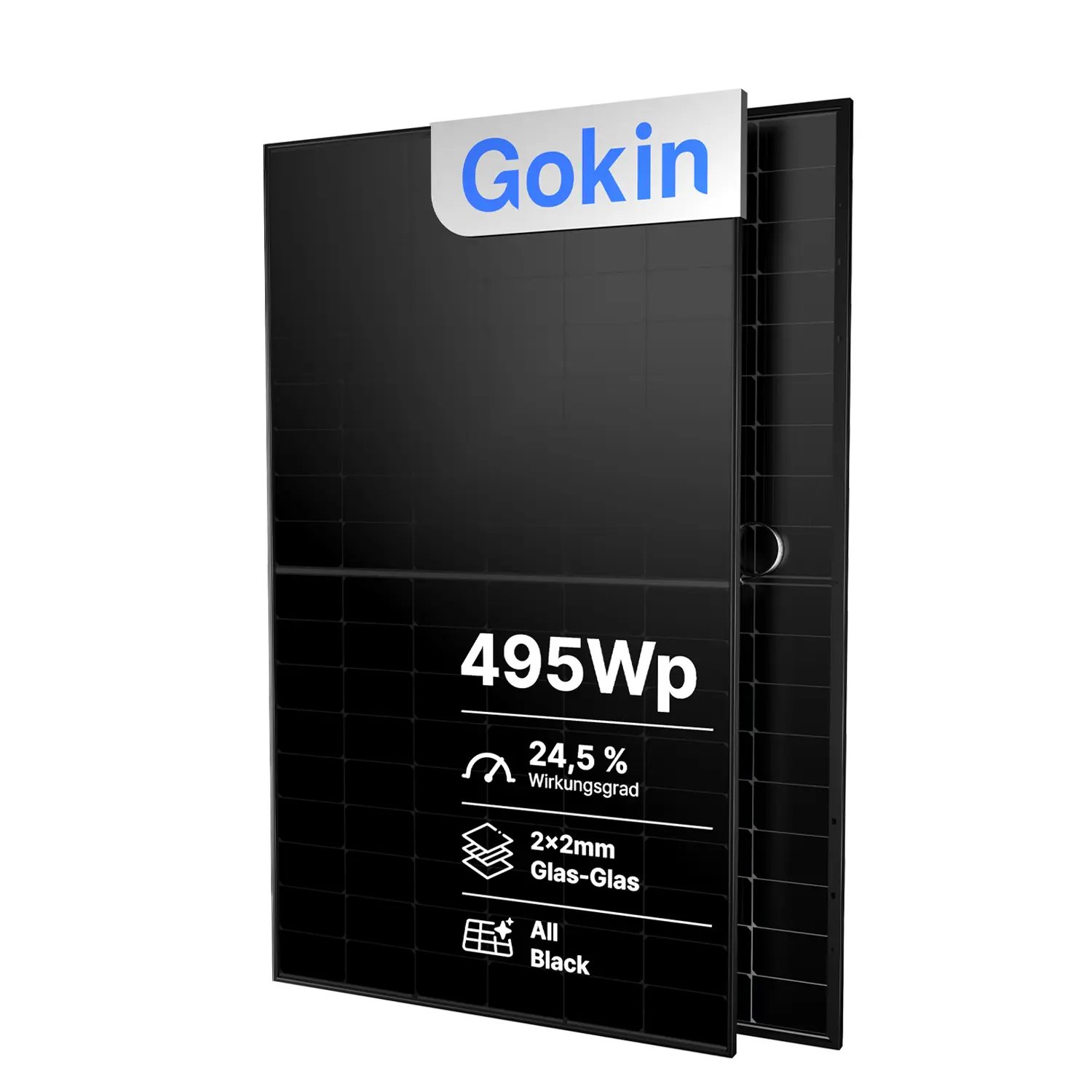 Gokin GK-3-54HGDb 495W | Back Contact Full Black PV-Modul | Glas-Glas Bifazial Solarmodul 