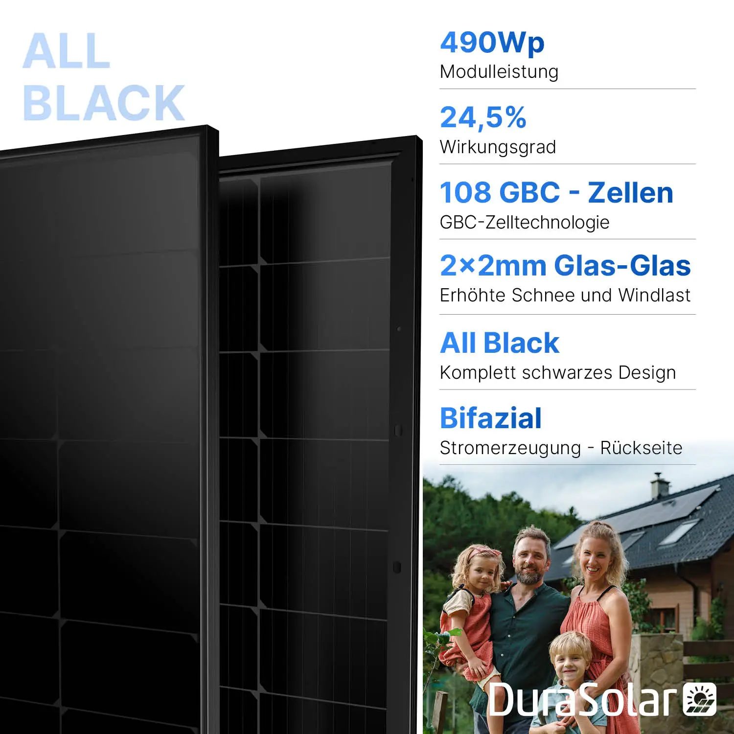 Gokin GK-3-54HGFD 490W GBC | Back Contact Full Black PV-Modul | Glas-Glas Bifazial Solarmodul Gokin GK-3-54HGDb 490W | Back Contact Full Black PV-Modul | Glas-Glas Bifazial Solarmodul | Palettenpreis (37 Stk.)
