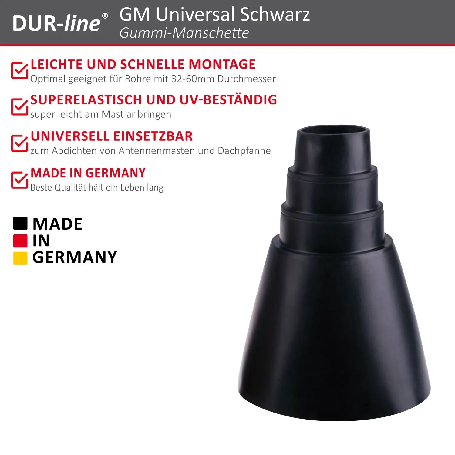 DUR-line GM Universal Schwarz - Gummi-Manschette DUR-line GM Universal Schwarz - Gummi-Manschette