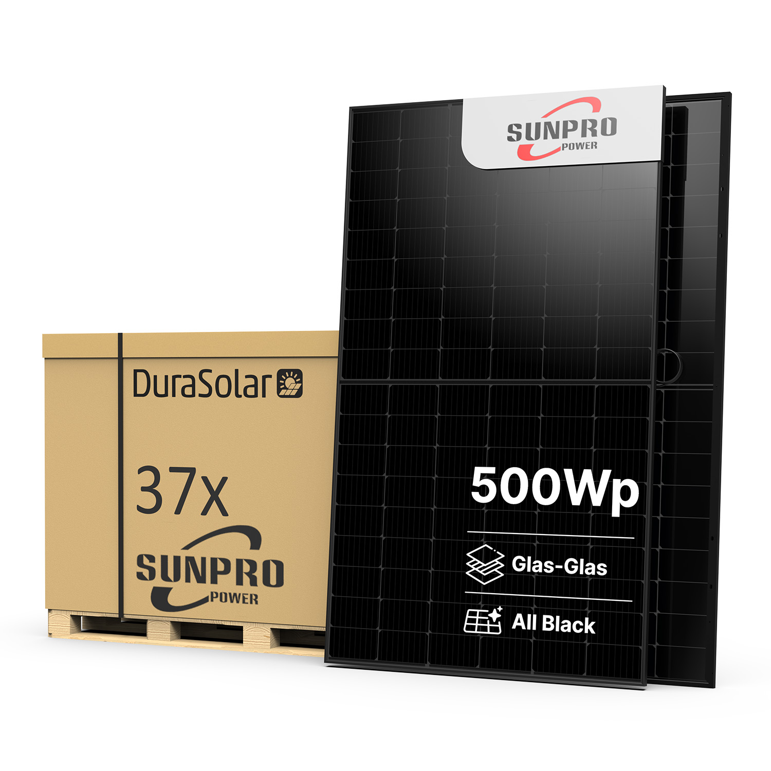 Sunpro 500W Topcon Bifazial Full Black – SPDG500-N108R12 – Palettenpreis (37 Stk.) – Solar Panel