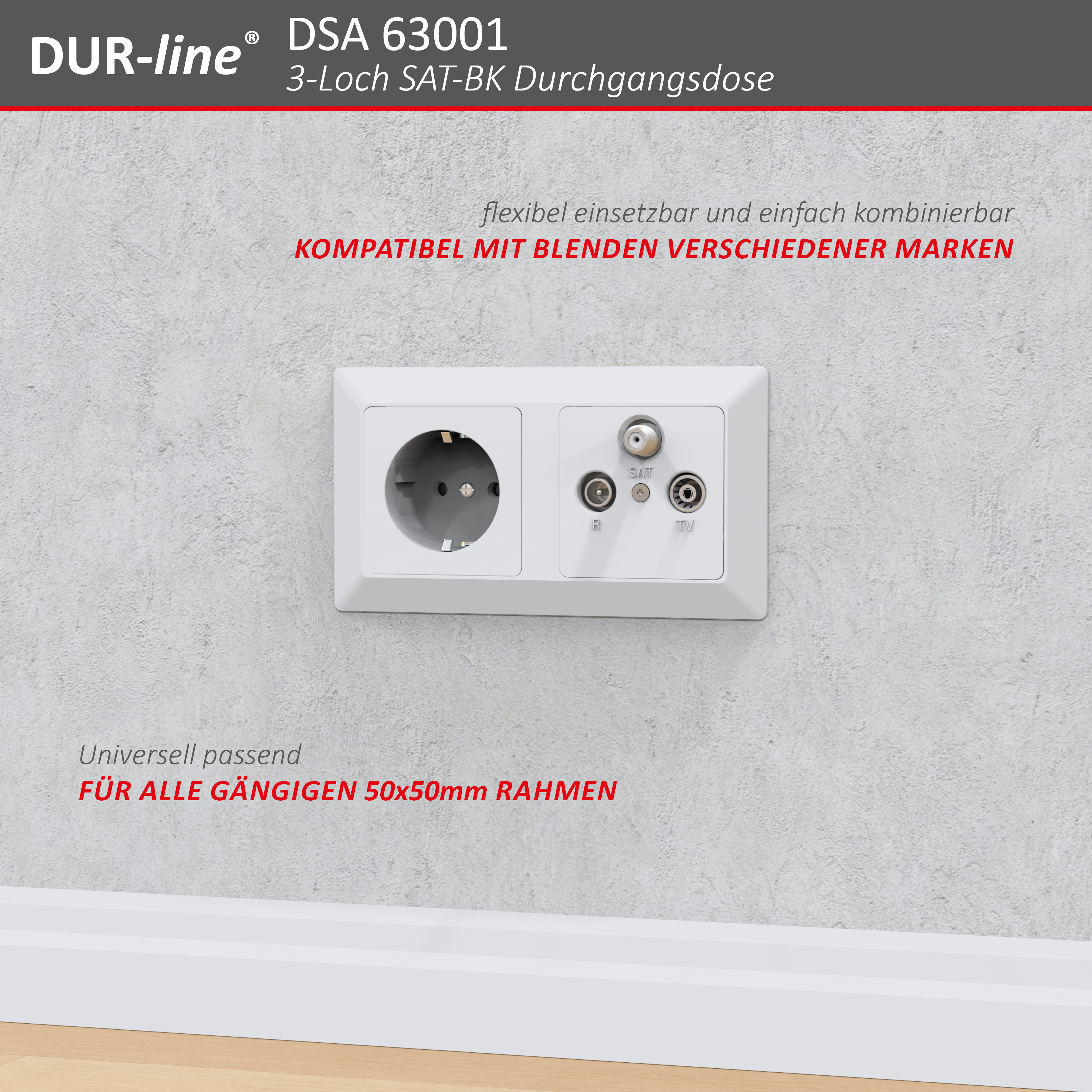 DUR-line DSA 63001 - Sat-Durchgangsdose – Produktansicht DUR-line DSA 63001 - Sat-Durchgangsdose – Produktansicht