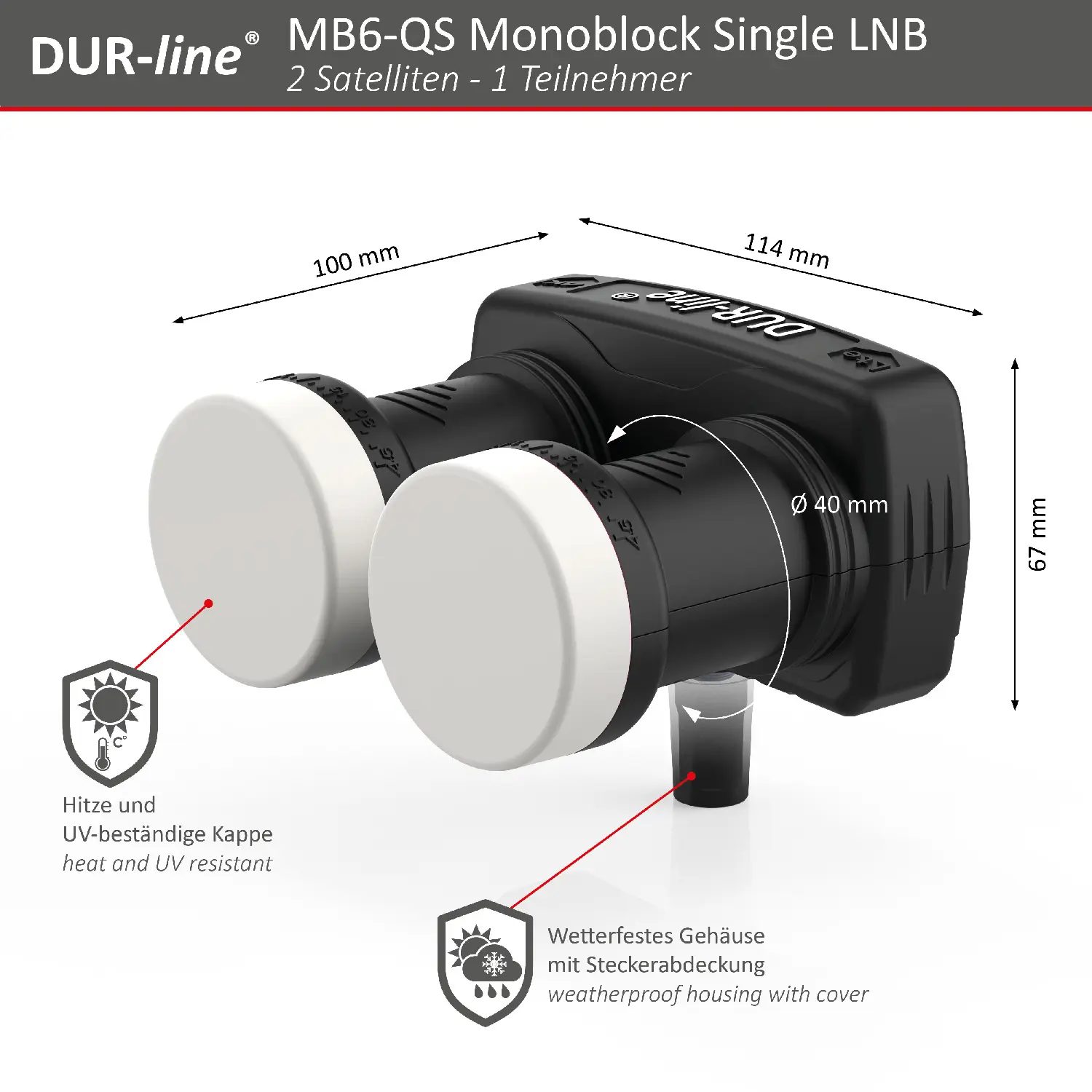 DUR-line MB6-US Monoblock Single LNB – Abmessungen DUR-line Monoblock SingleLNB