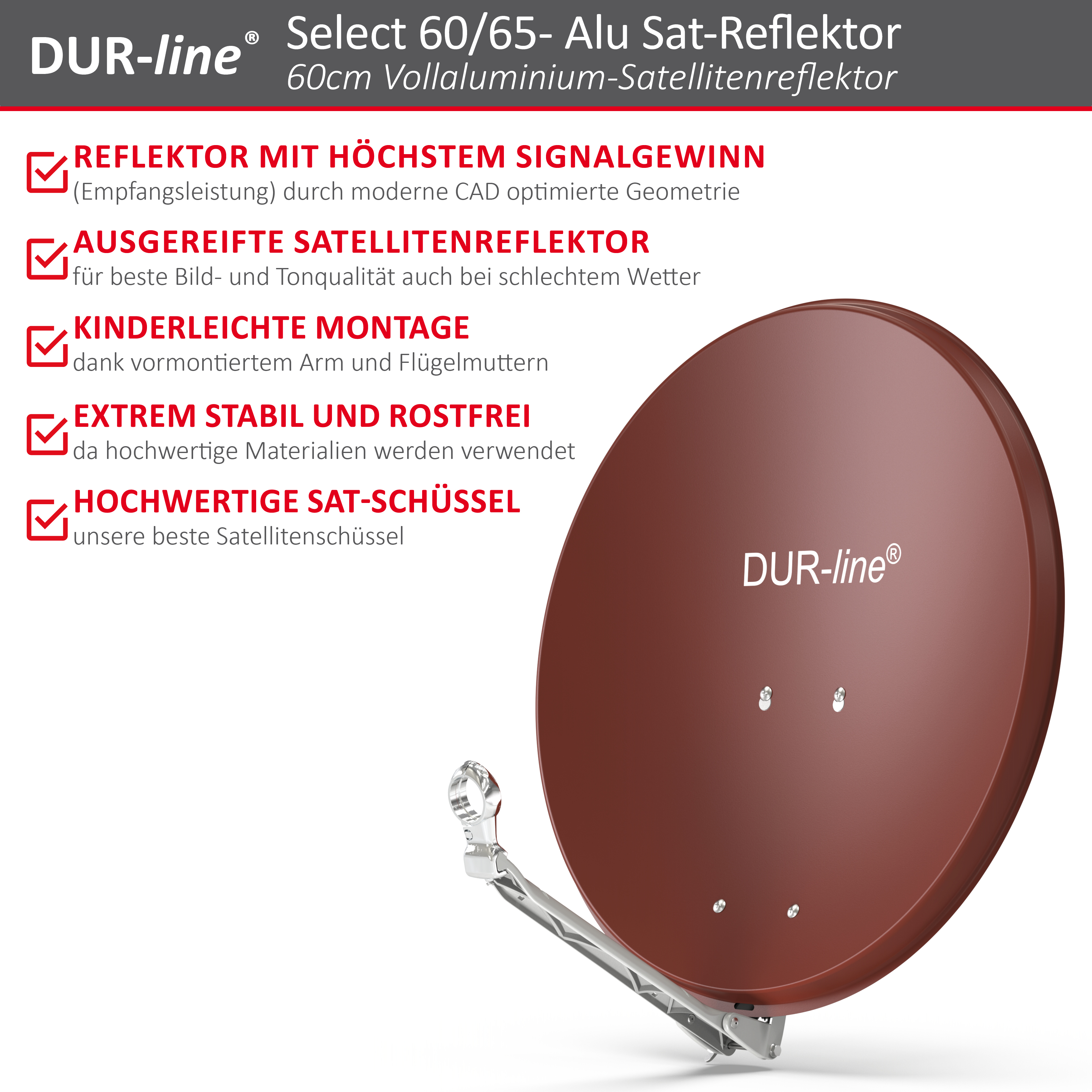 DUR-line Select 60/65 Rot - Alu Sat-Reflektor