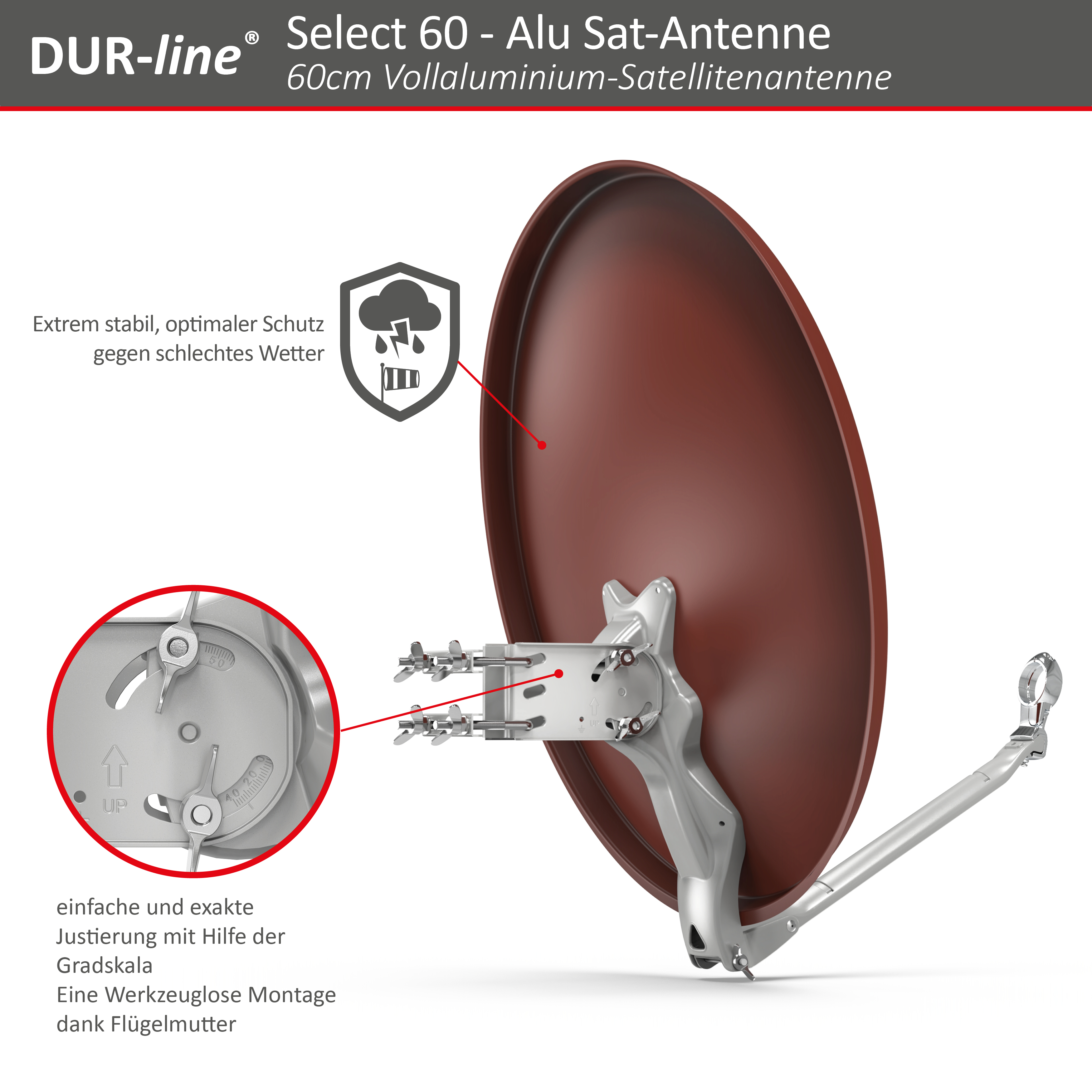 DUR-line Select 60/65 Rot - Alu Sat-Reflektor DUR-line Select 60/65 Rot - Alu Sat-Reflektor