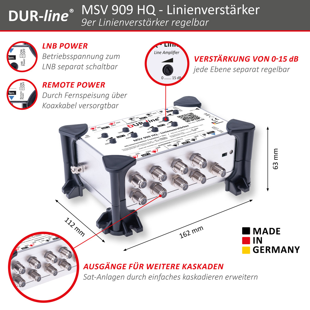 DUR-line MSV 909 HQ - Linienverstärker – Abmessungen DUR-line MSV 909 HQ - Linienverstärker – Abmessungen