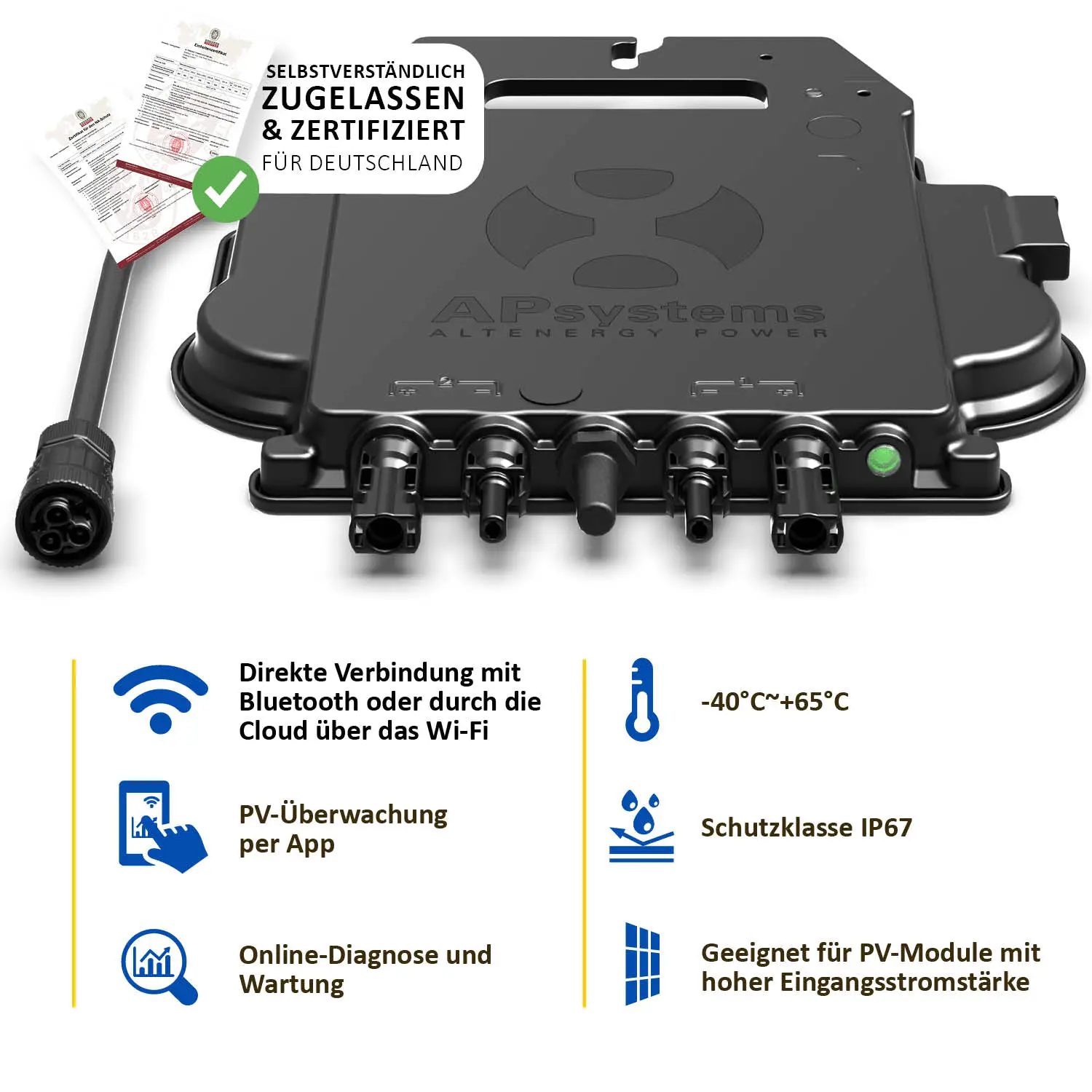 Balkonkraftwerk 800W/870Wp bifazial mit 3 - 20m Anschlusskabel 