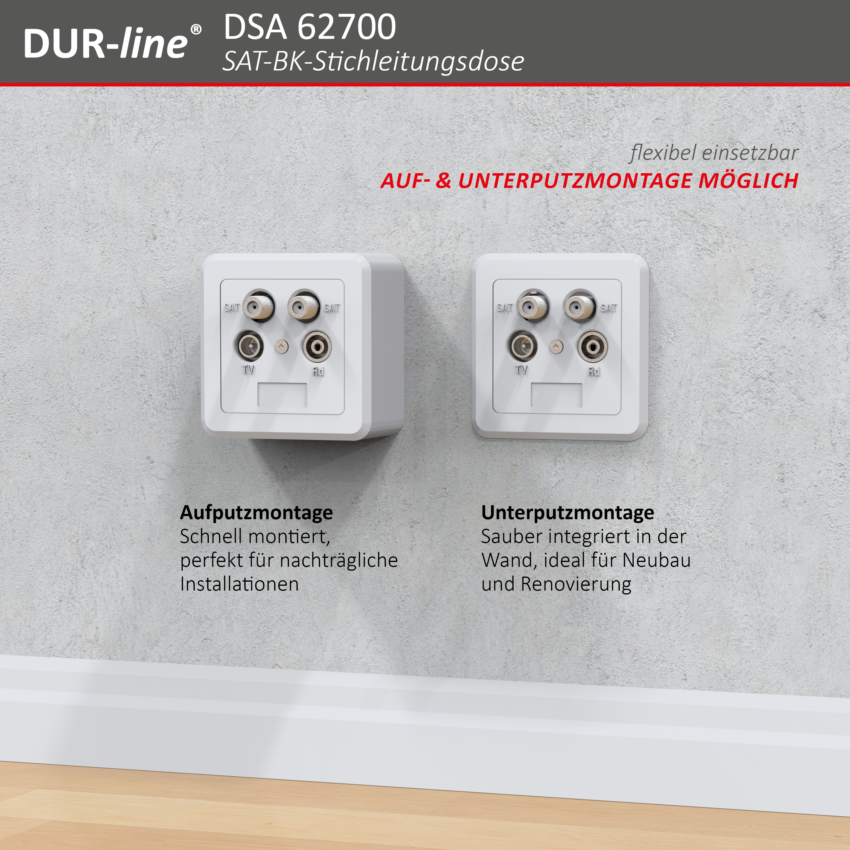 DUR-line DSA 62700 - Sat-Stichleitungsdose – Abmessungen